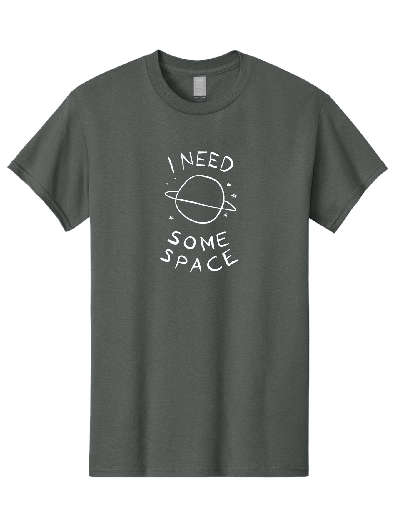 I-Need-Some-Space Men'S Graphic Tee, 100% Cotton, Comfortable Casual Summer Wear, Machine Washable, Saturn, Planet, Hand-Drawn Illustration, Quirky Design, Humorous Quote, Minimalistic Art, Simplicity, Celestial Body, Ringed Planet, - Aaa075