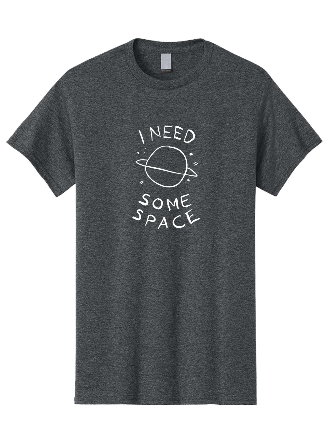 I-Need-Some-Space Men'S Graphic Tee, 100% Cotton, Comfortable Casual Summer Wear, Machine Washable, Saturn, Planet, Hand-Drawn Illustration, Quirky Design, Humorous Quote, Minimalistic Art, Simplicity, Celestial Body, Ringed Planet, - Aaa075