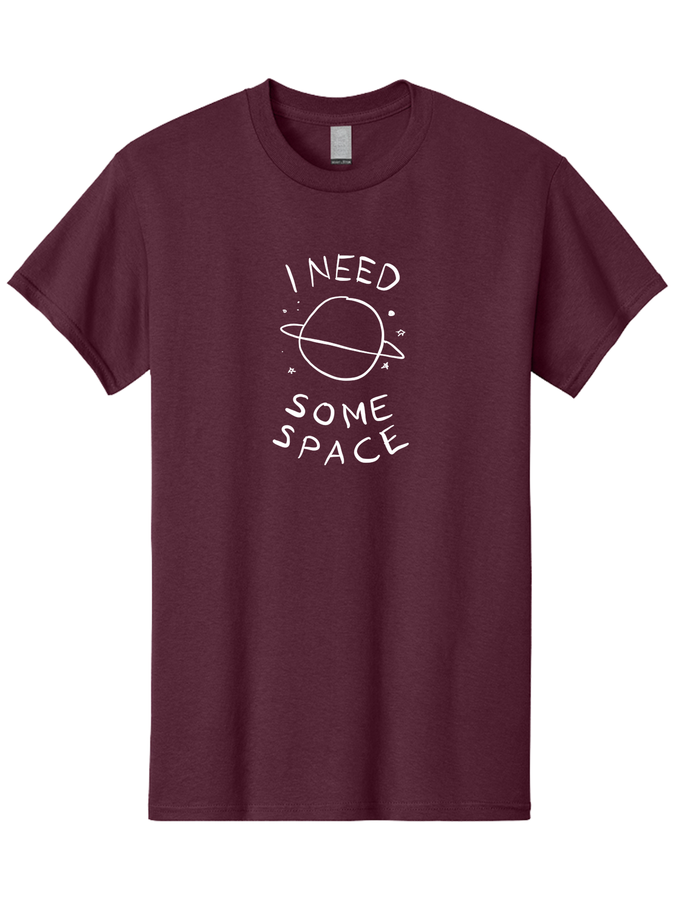 I-Need-Some-Space Men'S Graphic Tee, 100% Cotton, Comfortable Casual Summer Wear, Machine Washable, Saturn, Planet, Hand-Drawn Illustration, Quirky Design, Humorous Quote, Minimalistic Art, Simplicity, Celestial Body, Ringed Planet, - Aaa075