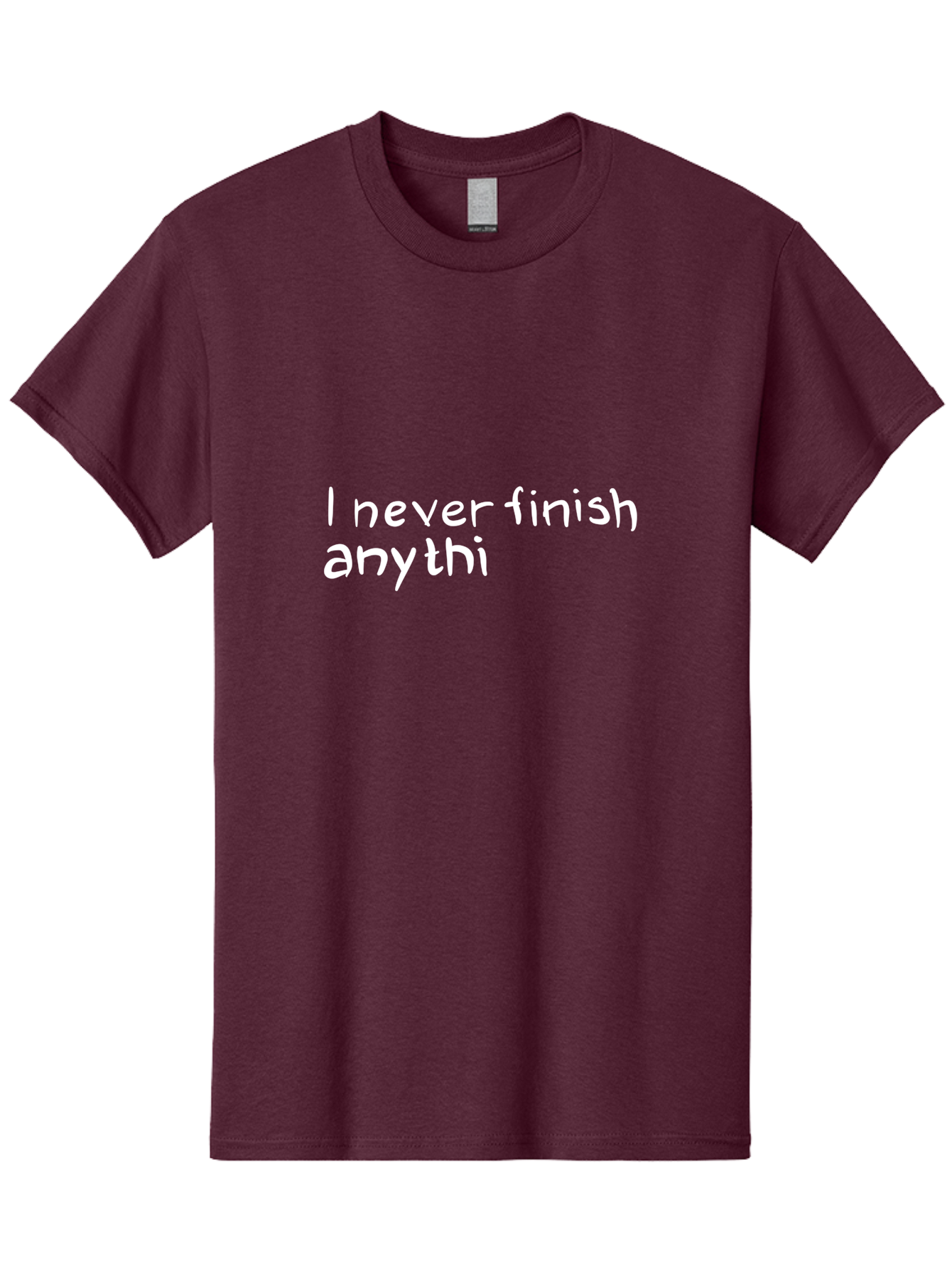 I-Never-Finish-Anythi Men'S Graphic Tee, 100% Cotton, Comfortable Casual Summer Wear, Machine Washable, Humorous Quote, Witty Phrase, Playful Typography, Funny Saying, Relatable Humor, Satirical Message, I Never Finish Anythi - Aaa076