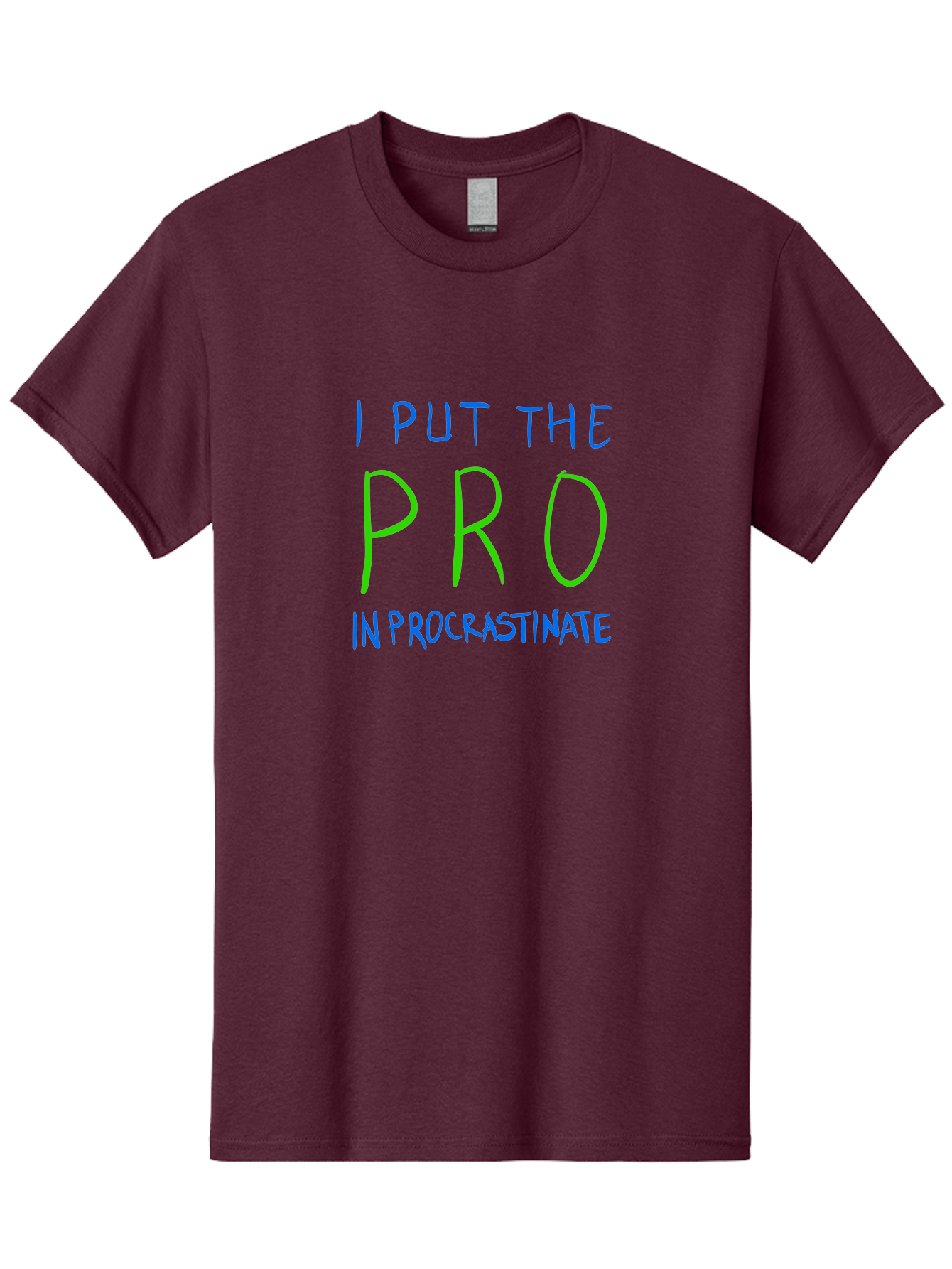 I-Put-The-Pro-In-Procrastinate Men'S Graphic Tee, 100% Cotton, Comfortable Casual Summer Wear, Machine Washable, Humorous Quote, Funny Saying, Procrastination Humor, Witty Phrase, Playful Typography, Motivational Meme, Productivity Joke - Aaa077
