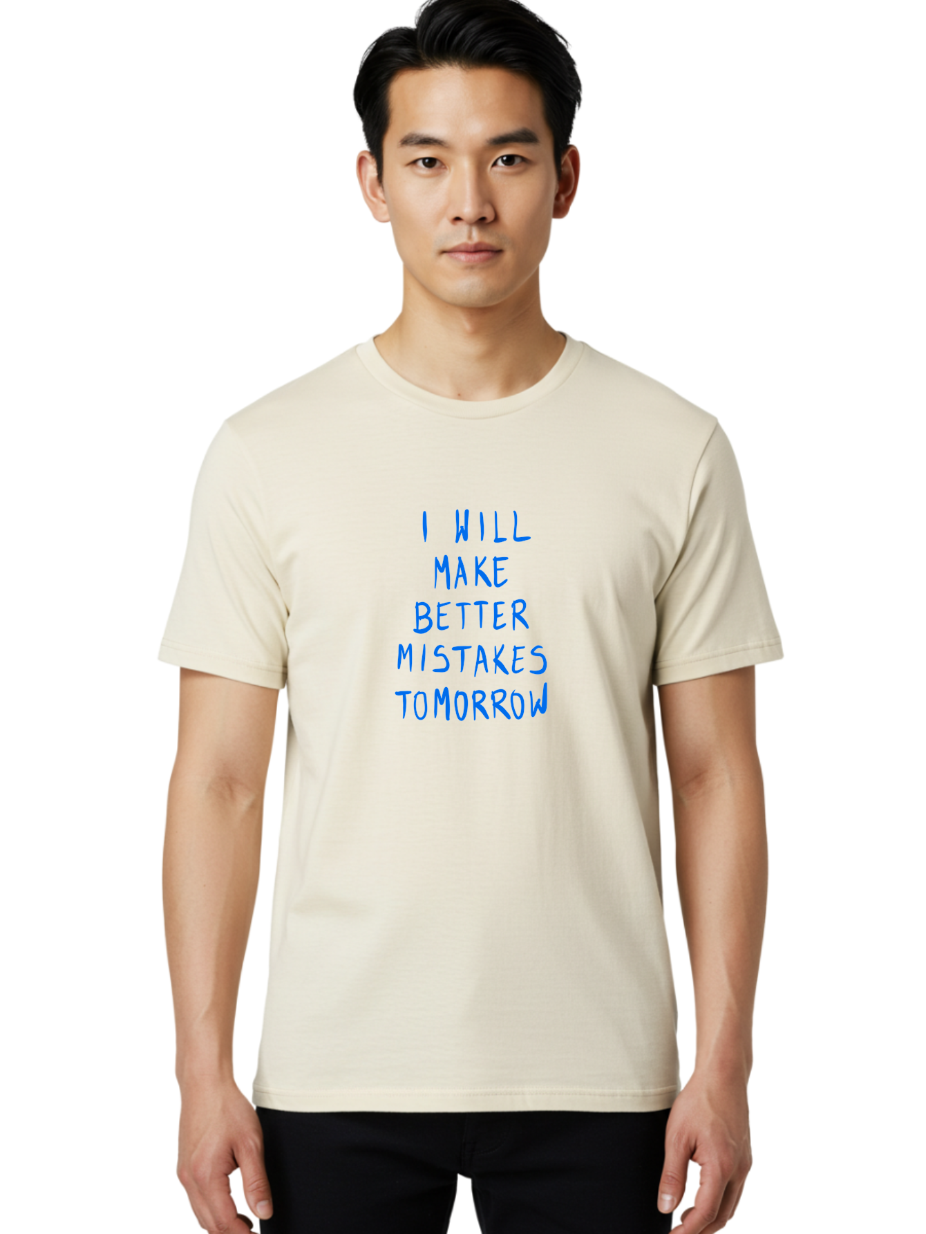 I-Will-Make-Better-Mistakes-Tomorrow Men'S Graphic Tee, 100% Cotton, Comfortable Casual Summer Wear, Machine Washable, Motivational Quote, Inspirational Saying, Humorous Phrase, Daily Affirmation, Self-Improvement, Personal Growth, - Aaa080