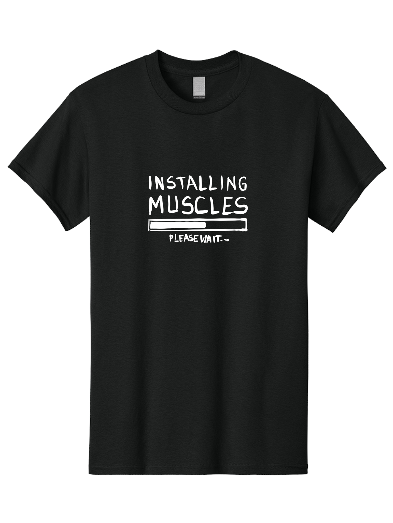 Installing-Muscles Men'S Graphic Tee, 100% Cotton, Comfortable Casual Summer Wear, Machine Washable, Installing Muscles, Gym Humor, Fitness Motivation, Progress Bar, Workout Joke, Please Wait, Fitness Quote - Aaa081