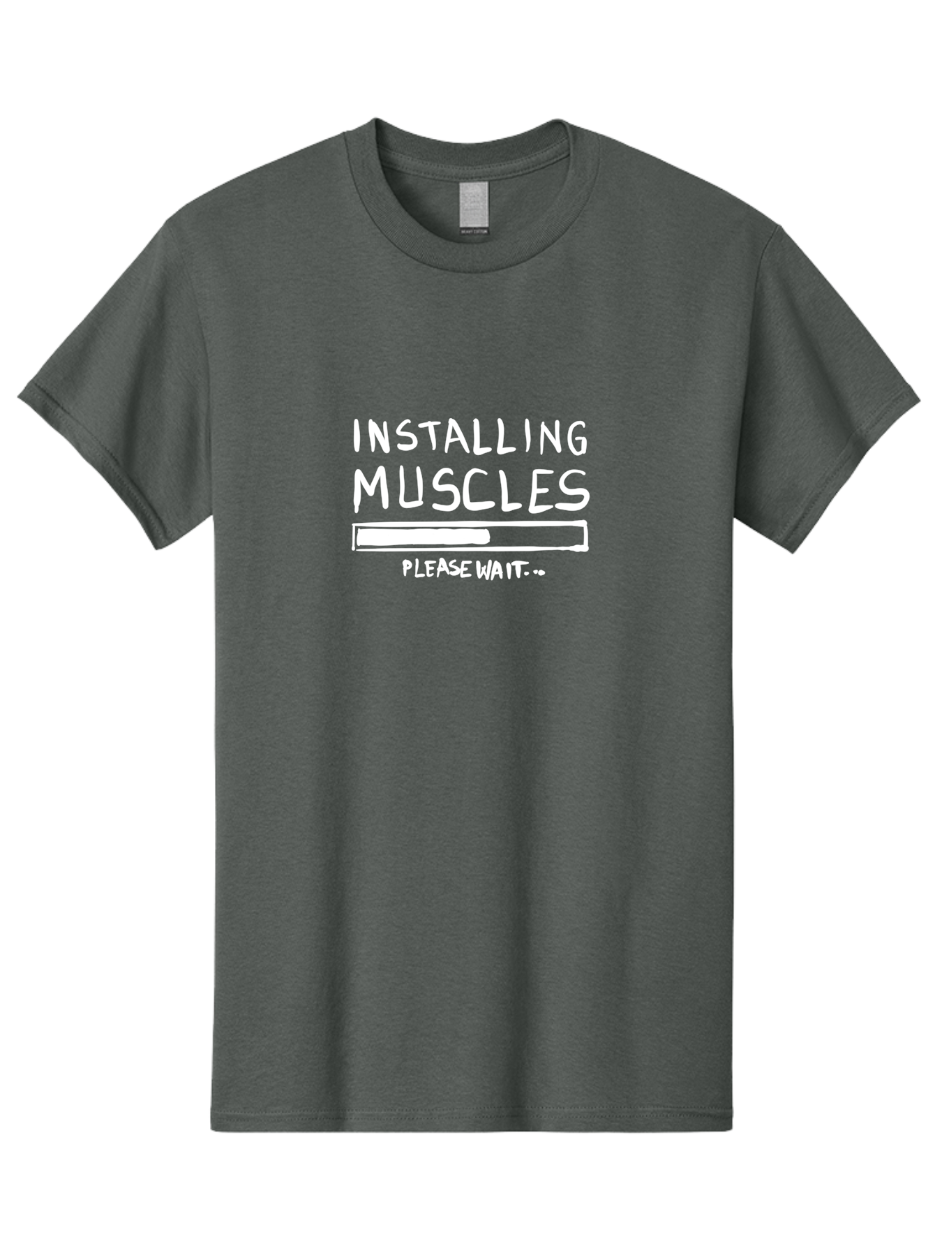 Installing-Muscles Men'S Graphic Tee, 100% Cotton, Comfortable Casual Summer Wear, Machine Washable, Installing Muscles, Gym Humor, Fitness Motivation, Progress Bar, Workout Joke, Please Wait, Fitness Quote - Aaa081