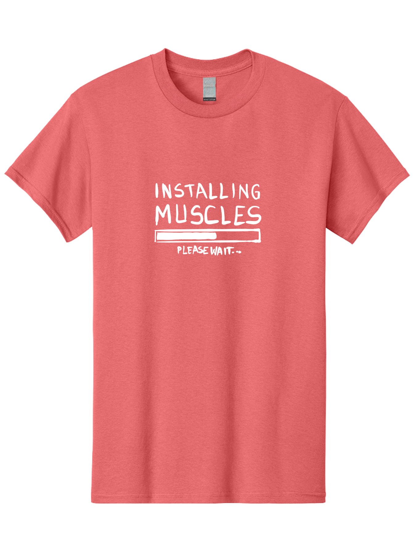Installing-Muscles Men'S Graphic Tee, 100% Cotton, Comfortable Casual Summer Wear, Machine Washable, Installing Muscles, Gym Humor, Fitness Motivation, Progress Bar, Workout Joke, Please Wait, Fitness Quote - Aaa081