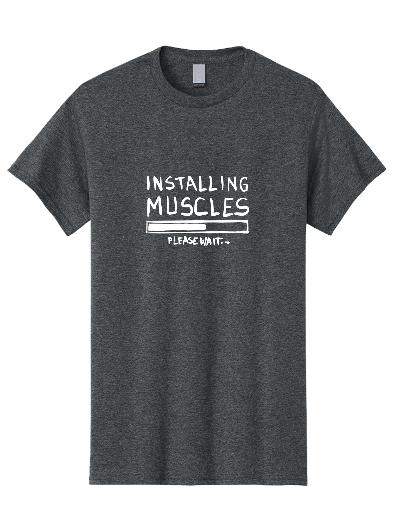 Installing-Muscles Men'S Graphic Tee, 100% Cotton, Comfortable Casual Summer Wear, Machine Washable, Installing Muscles, Gym Humor, Fitness Motivation, Progress Bar, Workout Joke, Please Wait, Fitness Quote - Aaa081