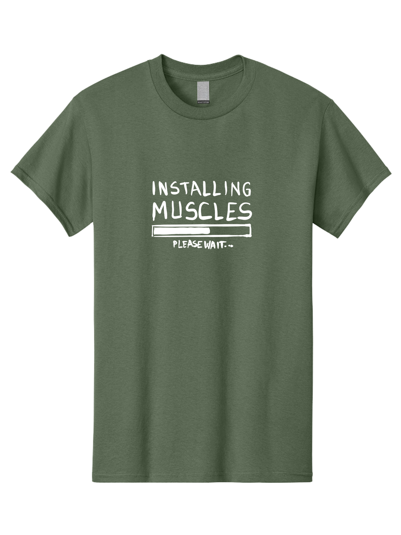 Installing-Muscles Men'S Graphic Tee, 100% Cotton, Comfortable Casual Summer Wear, Machine Washable, Installing Muscles, Gym Humor, Fitness Motivation, Progress Bar, Workout Joke, Please Wait, Fitness Quote - Aaa081