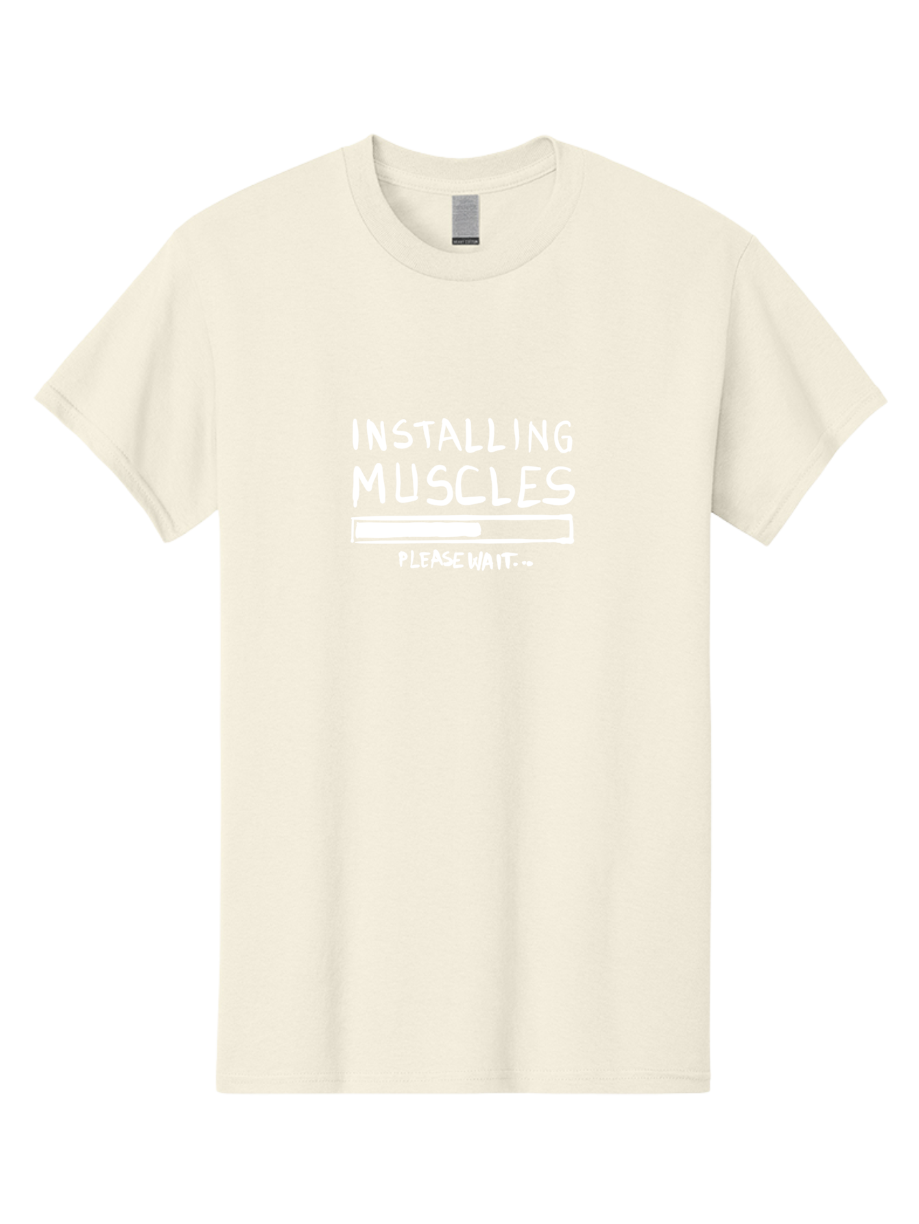 Installing-Muscles Men'S Graphic Tee, 100% Cotton, Comfortable Casual Summer Wear, Machine Washable, Installing Muscles, Gym Humor, Fitness Motivation, Progress Bar, Workout Joke, Please Wait, Fitness Quote - Aaa081