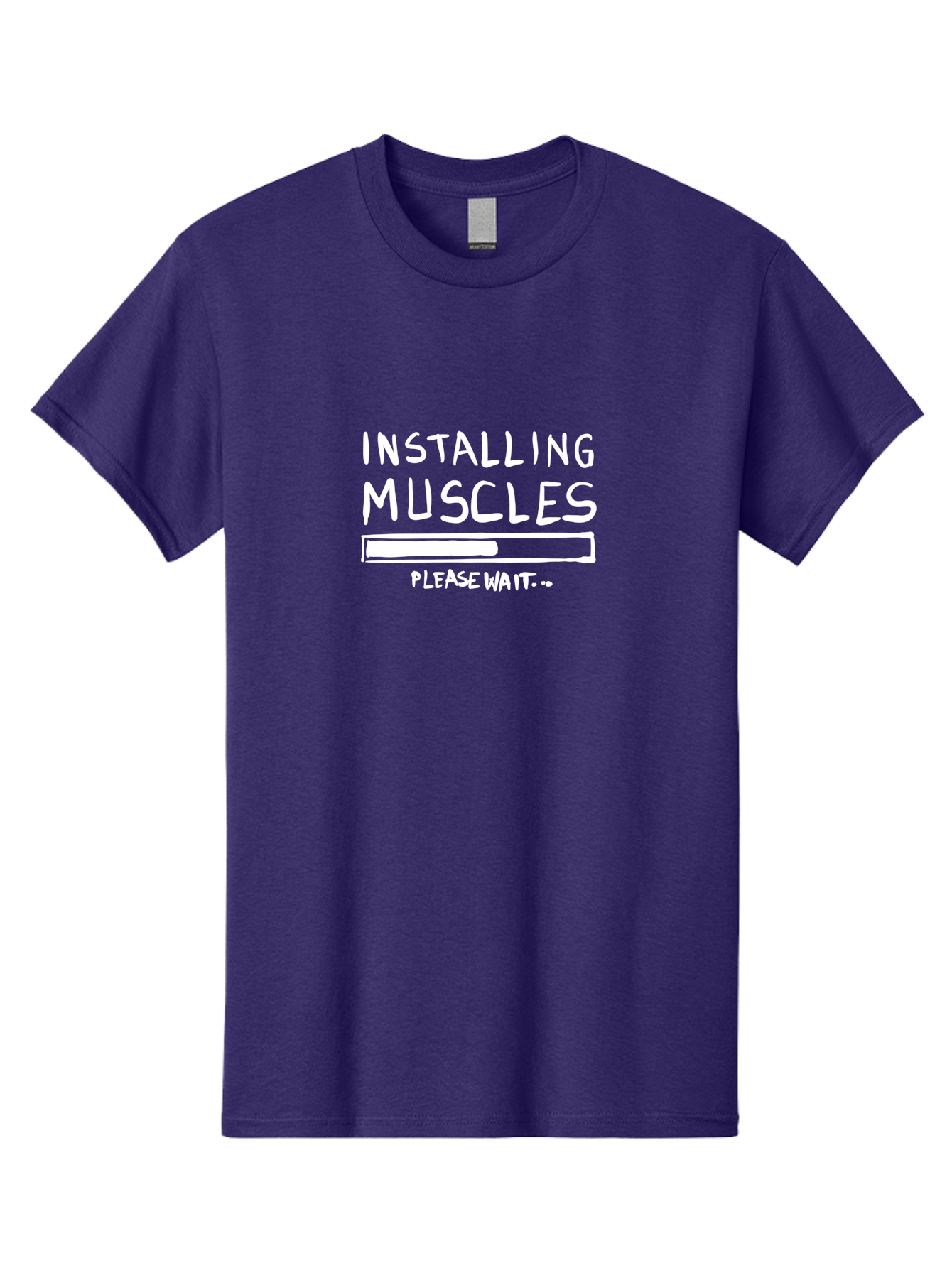 Installing-Muscles Men'S Graphic Tee, 100% Cotton, Comfortable Casual Summer Wear, Machine Washable, Installing Muscles, Gym Humor, Fitness Motivation, Progress Bar, Workout Joke, Please Wait, Fitness Quote - Aaa081