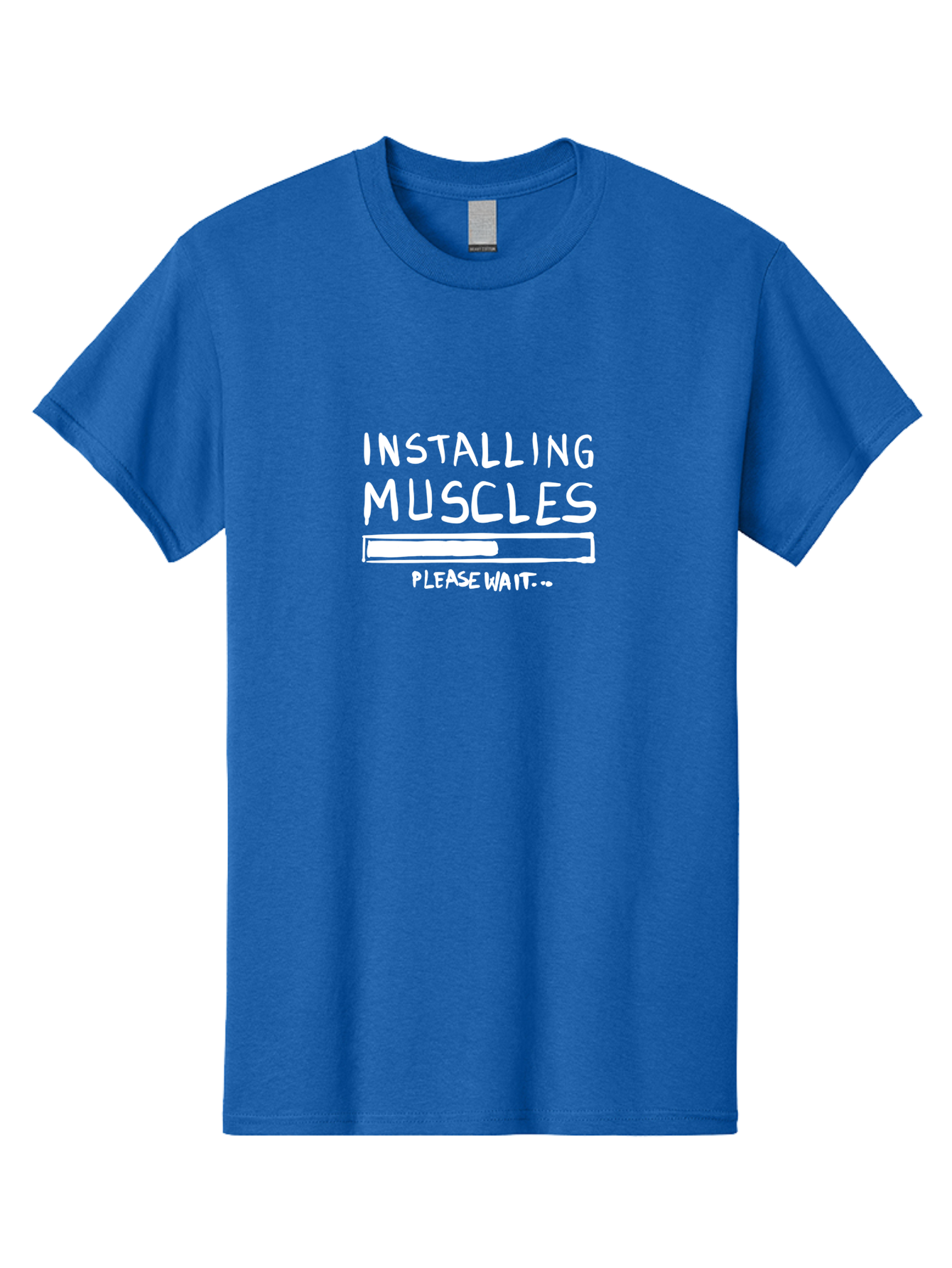 Installing-Muscles Men'S Graphic Tee, 100% Cotton, Comfortable Casual Summer Wear, Machine Washable, Installing Muscles, Gym Humor, Fitness Motivation, Progress Bar, Workout Joke, Please Wait, Fitness Quote - Aaa081