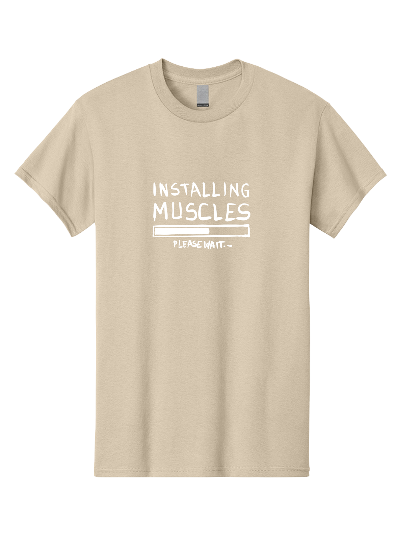 Installing-Muscles Men'S Graphic Tee, 100% Cotton, Comfortable Casual Summer Wear, Machine Washable, Installing Muscles, Gym Humor, Fitness Motivation, Progress Bar, Workout Joke, Please Wait, Fitness Quote - Aaa081