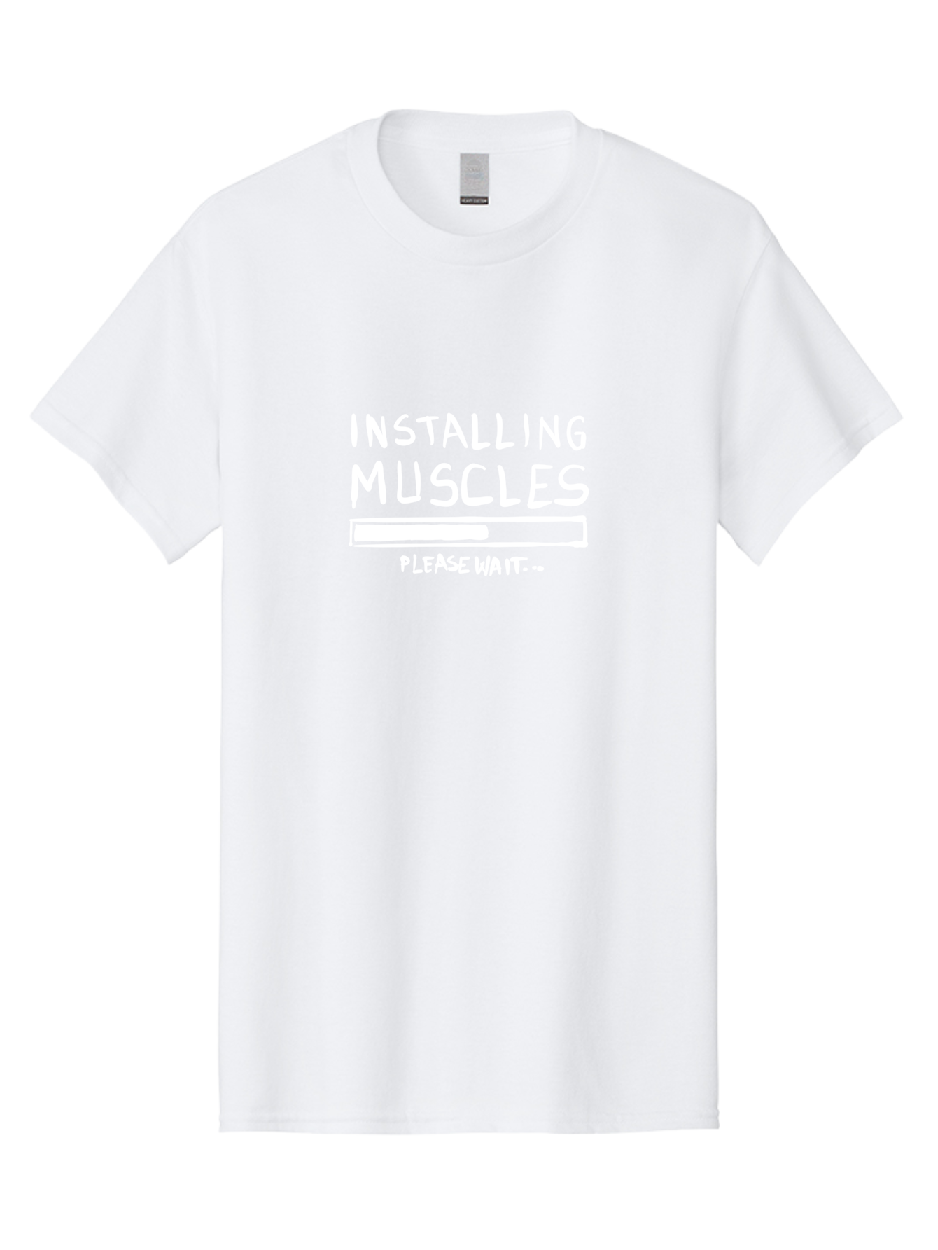 Installing-Muscles Men'S Graphic Tee, 100% Cotton, Comfortable Casual Summer Wear, Machine Washable, Installing Muscles, Gym Humor, Fitness Motivation, Progress Bar, Workout Joke, Please Wait, Fitness Quote - Aaa081