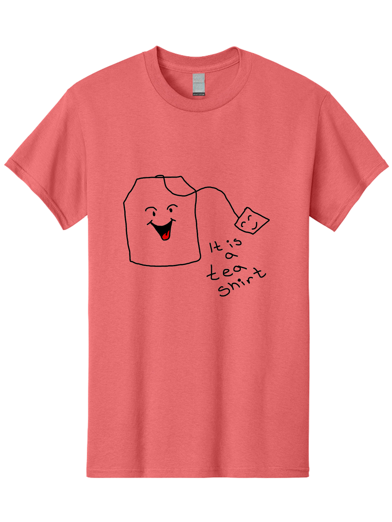 It-Is-Tea-Shirt Men'S Graphic Tee, 100% Cotton, Comfortable Casual Summer Wear, Machine Washable, Funny Pun, Cartoon Character, Tea Cup, Smiling Face, Tea Bag, Playful Joke, Wordplay, Humorous Image, Cute Design, Simple Drawing, Comical Art - Aaa082