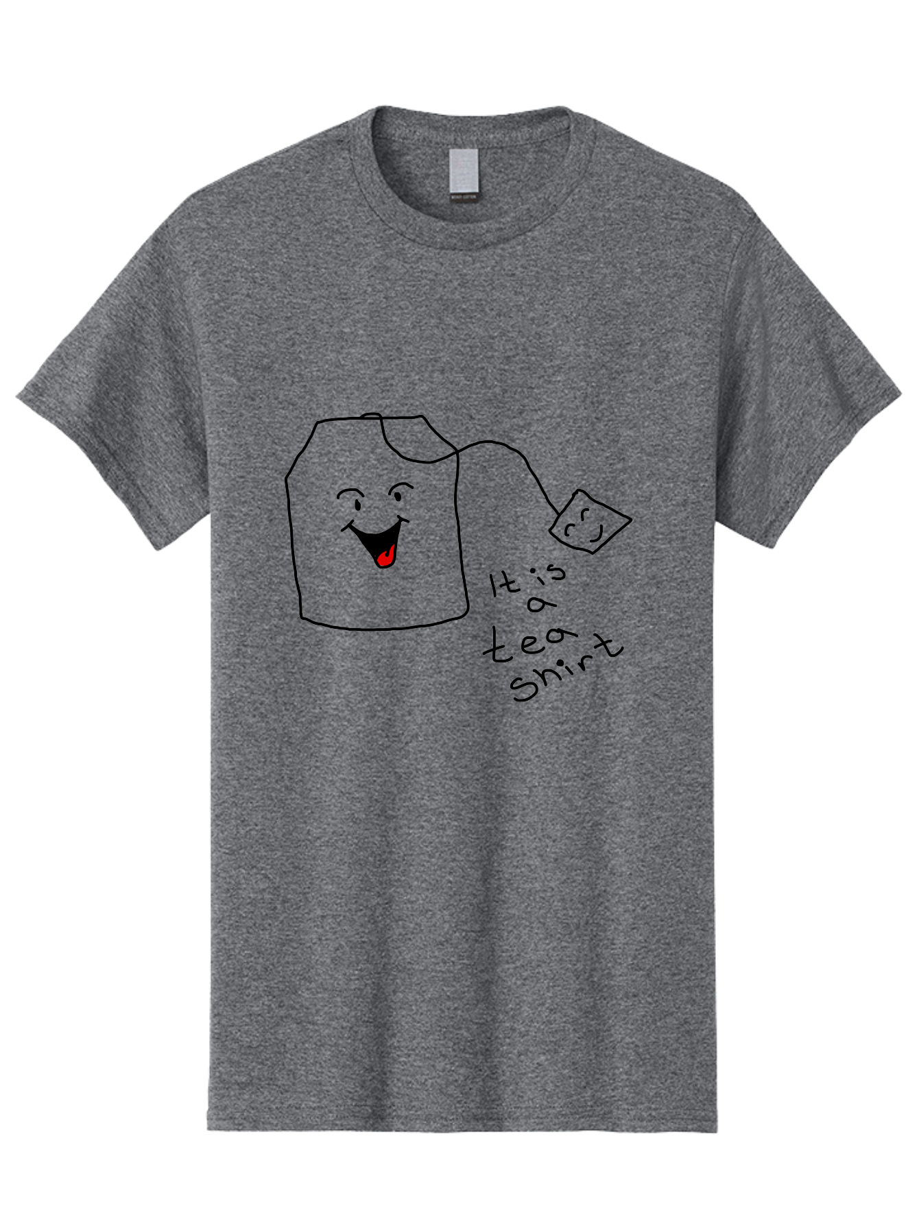 It-Is-Tea-Shirt Men'S Graphic Tee, 100% Cotton, Comfortable Casual Summer Wear, Machine Washable, Funny Pun, Cartoon Character, Tea Cup, Smiling Face, Tea Bag, Playful Joke, Wordplay, Humorous Image, Cute Design, Simple Drawing, Comical Art - Aaa082