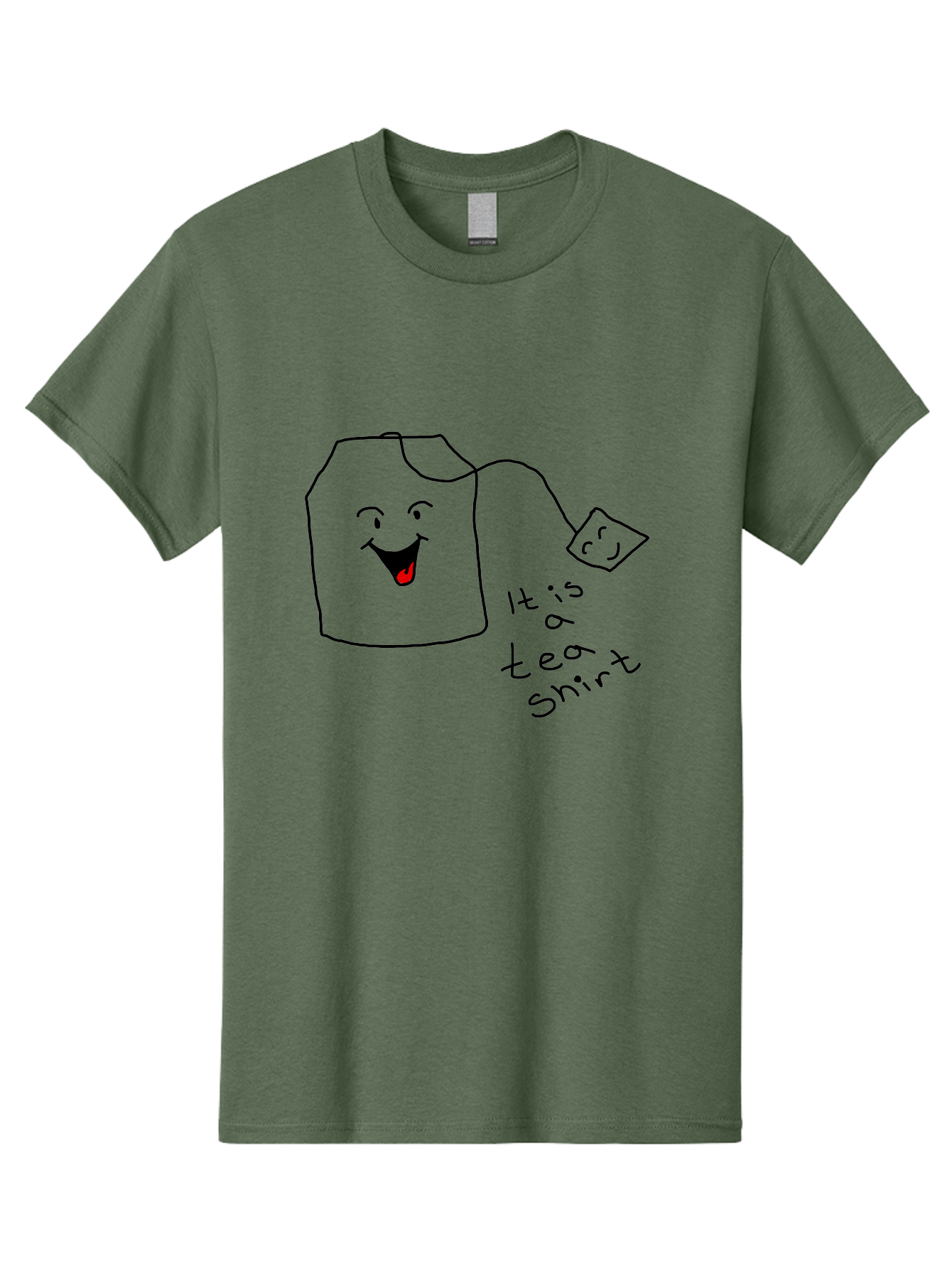 It-Is-Tea-Shirt Men'S Graphic Tee, 100% Cotton, Comfortable Casual Summer Wear, Machine Washable, Funny Pun, Cartoon Character, Tea Cup, Smiling Face, Tea Bag, Playful Joke, Wordplay, Humorous Image, Cute Design, Simple Drawing, Comical Art - Aaa082