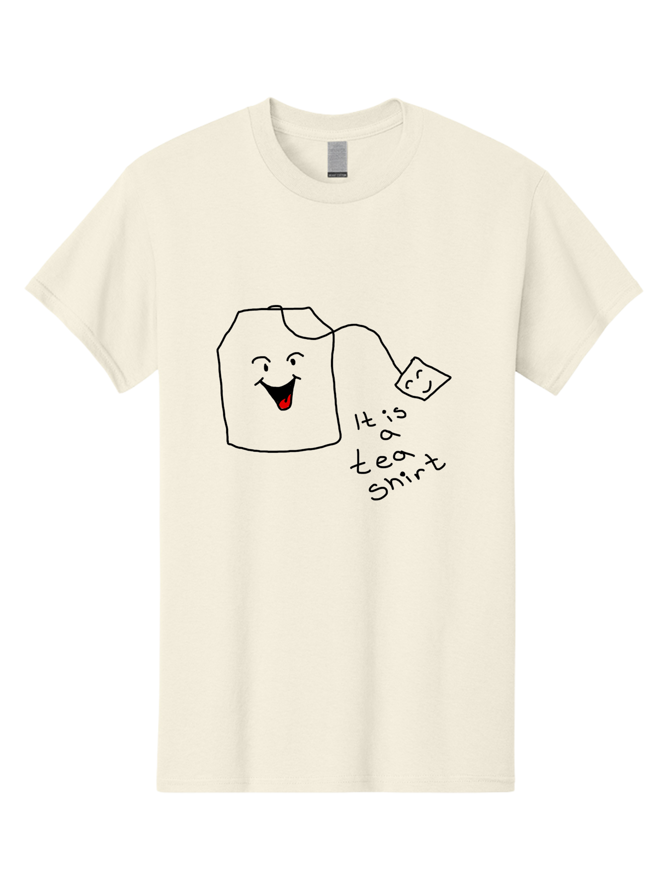 It-Is-Tea-Shirt Men'S Graphic Tee, 100% Cotton, Comfortable Casual Summer Wear, Machine Washable, Funny Pun, Cartoon Character, Tea Cup, Smiling Face, Tea Bag, Playful Joke, Wordplay, Humorous Image, Cute Design, Simple Drawing, Comical Art - Aaa082