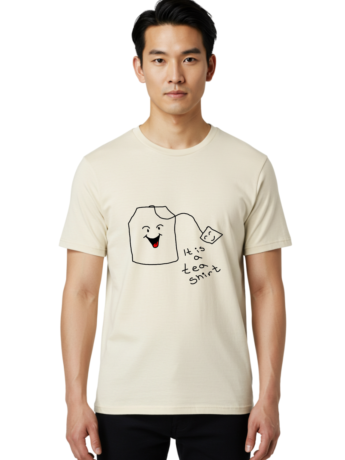 It-Is-Tea-Shirt Men'S Graphic Tee, 100% Cotton, Comfortable Casual Summer Wear, Machine Washable, Funny Pun, Cartoon Character, Tea Cup, Smiling Face, Tea Bag, Playful Joke, Wordplay, Humorous Image, Cute Design, Simple Drawing, Comical Art - Aaa082