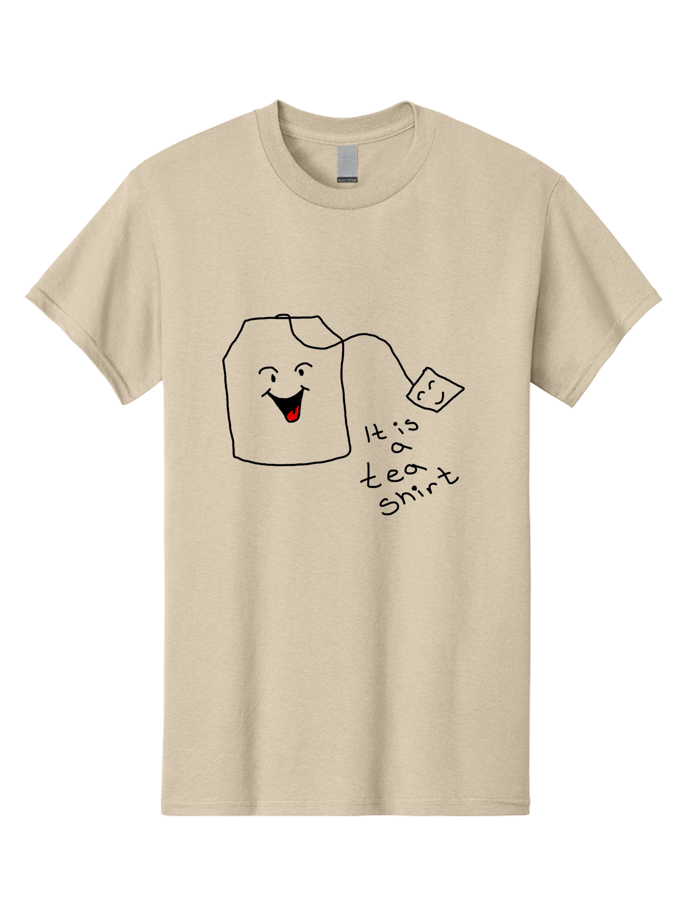 It-Is-Tea-Shirt Men'S Graphic Tee, 100% Cotton, Comfortable Casual Summer Wear, Machine Washable, Funny Pun, Cartoon Character, Tea Cup, Smiling Face, Tea Bag, Playful Joke, Wordplay, Humorous Image, Cute Design, Simple Drawing, Comical Art - Aaa082