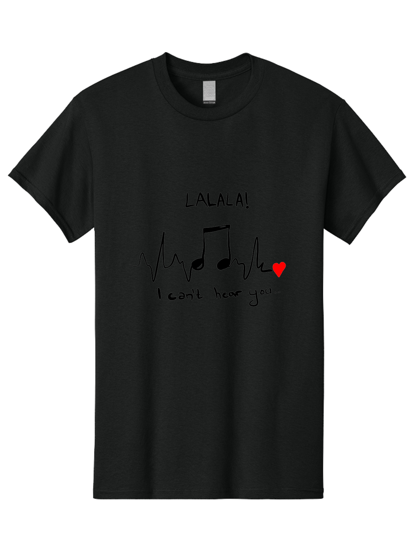 Lalala Men'S Graphic Tee, 100% Cotton, Comfortable Casual Summer Wear, Machine Washable, Musical Notes, Heartbeat Rhythm, Love Symbol, Melody, Harmony, Music Art, Quirky Design - Aaa085
