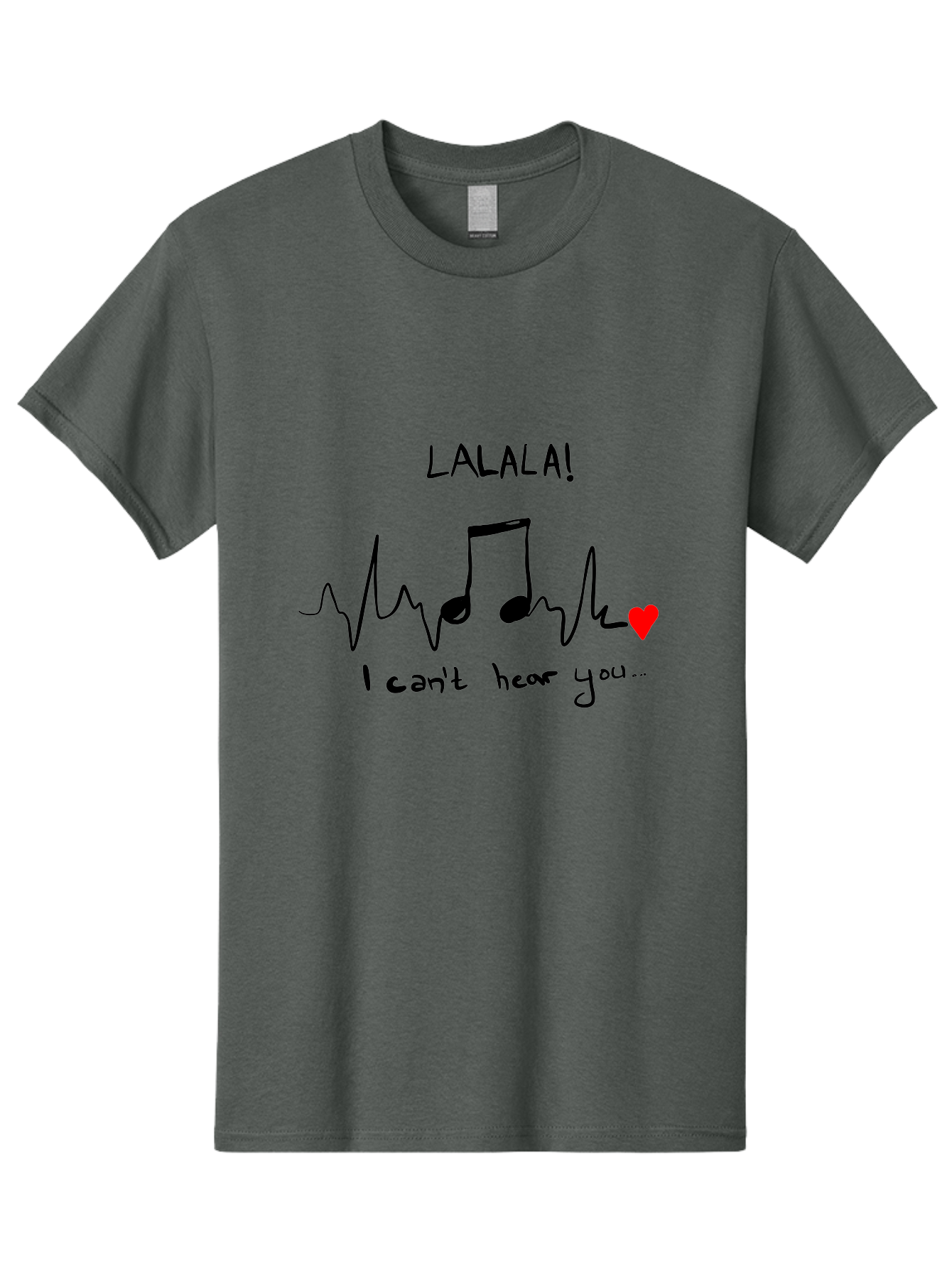 Lalala Men'S Graphic Tee, 100% Cotton, Comfortable Casual Summer Wear, Machine Washable, Musical Notes, Heartbeat Rhythm, Love Symbol, Melody, Harmony, Music Art, Quirky Design - Aaa085