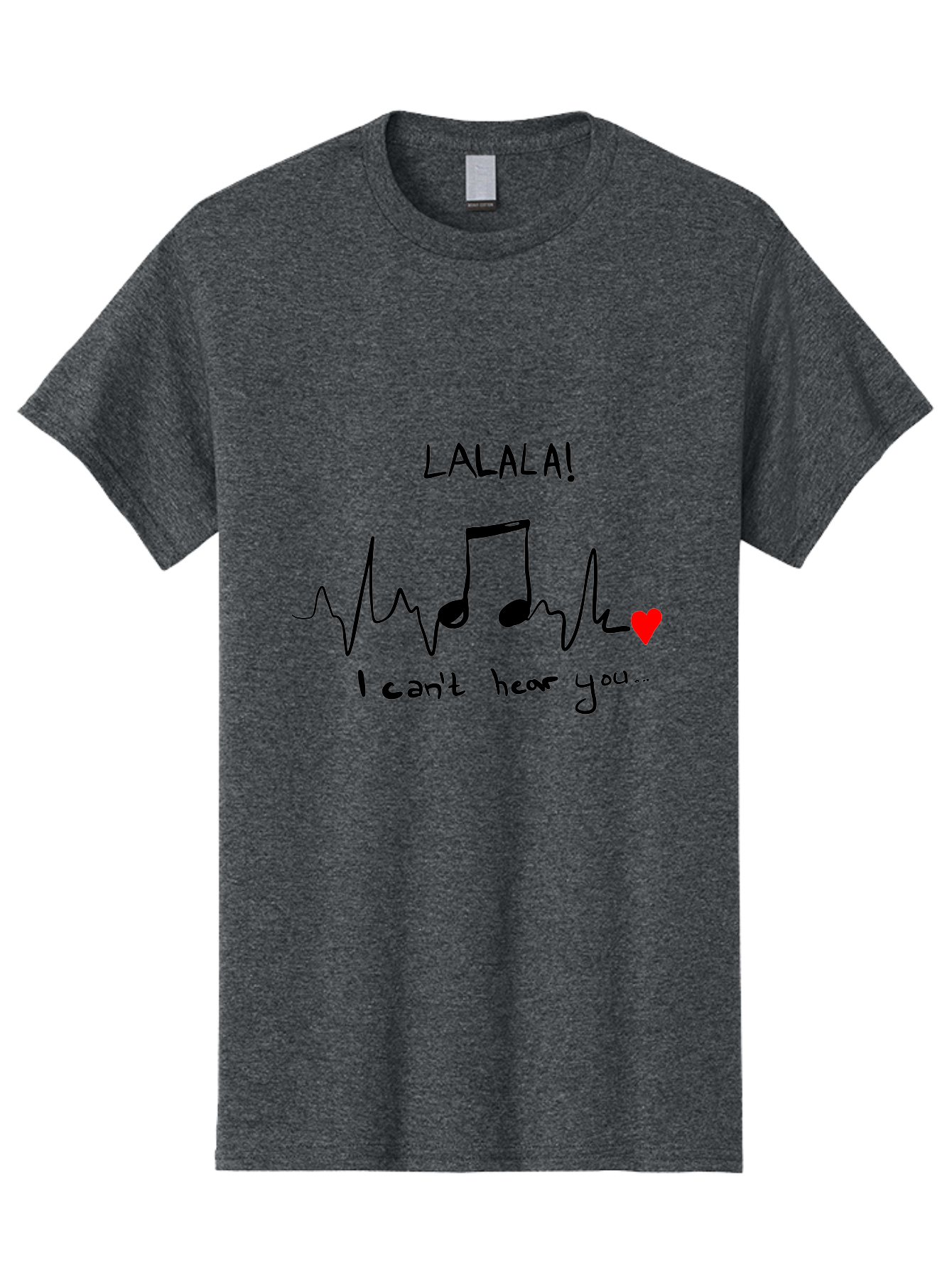 Lalala Men'S Graphic Tee, 100% Cotton, Comfortable Casual Summer Wear, Machine Washable, Musical Notes, Heartbeat Rhythm, Love Symbol, Melody, Harmony, Music Art, Quirky Design - Aaa085
