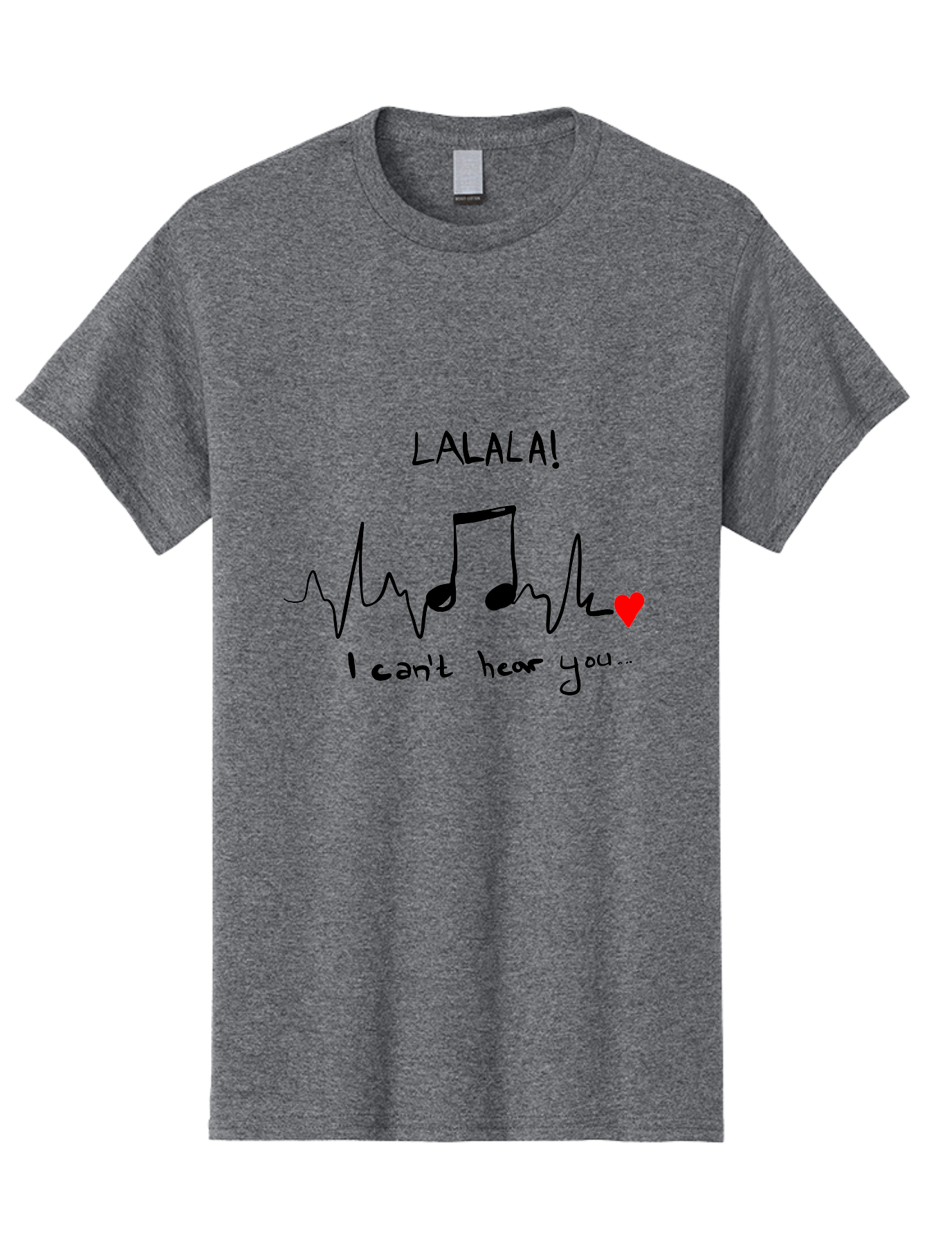 Lalala Men'S Graphic Tee, 100% Cotton, Comfortable Casual Summer Wear, Machine Washable, Musical Notes, Heartbeat Rhythm, Love Symbol, Melody, Harmony, Music Art, Quirky Design - Aaa085