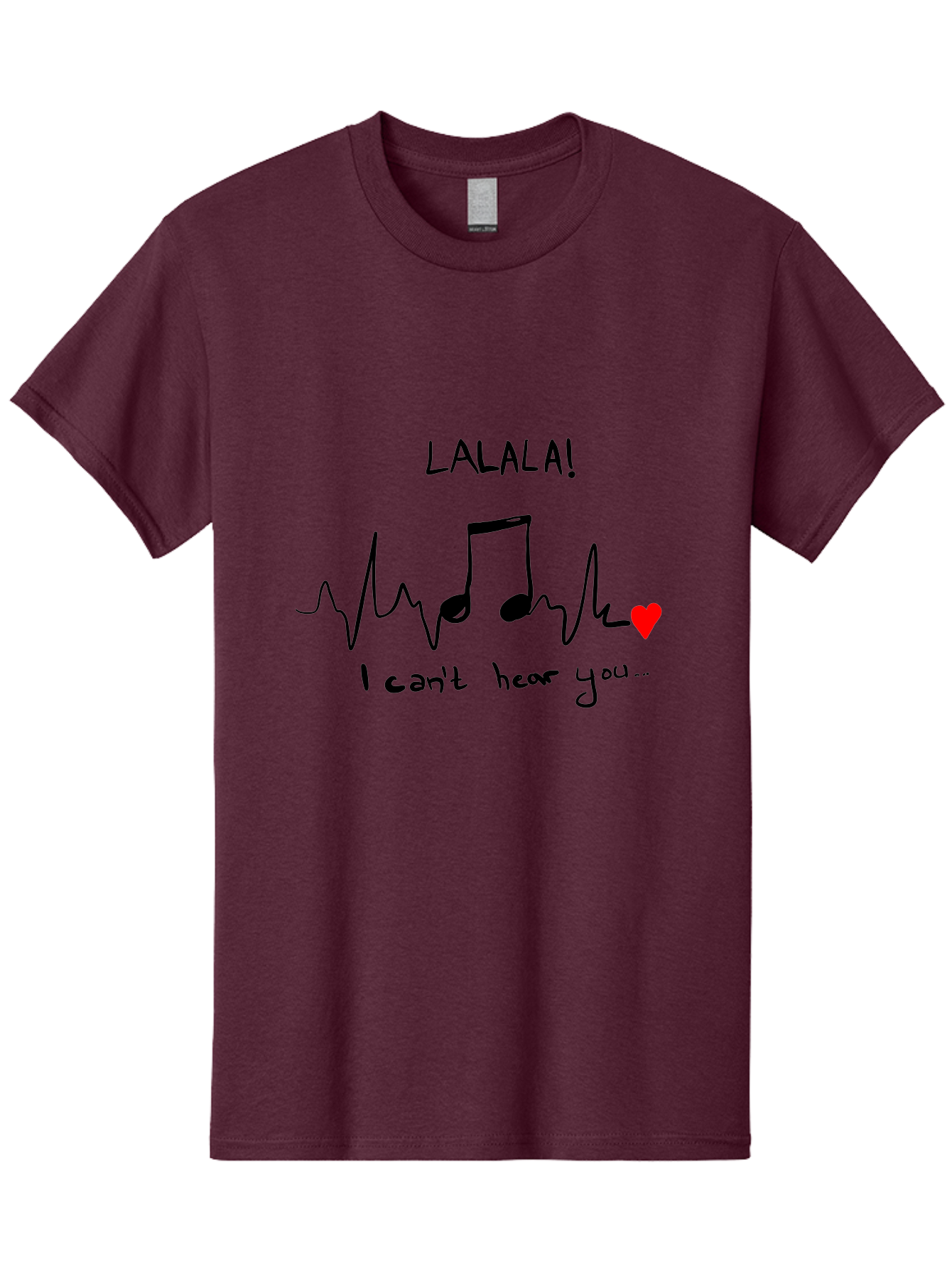 Lalala Men'S Graphic Tee, 100% Cotton, Comfortable Casual Summer Wear, Machine Washable, Musical Notes, Heartbeat Rhythm, Love Symbol, Melody, Harmony, Music Art, Quirky Design - Aaa085