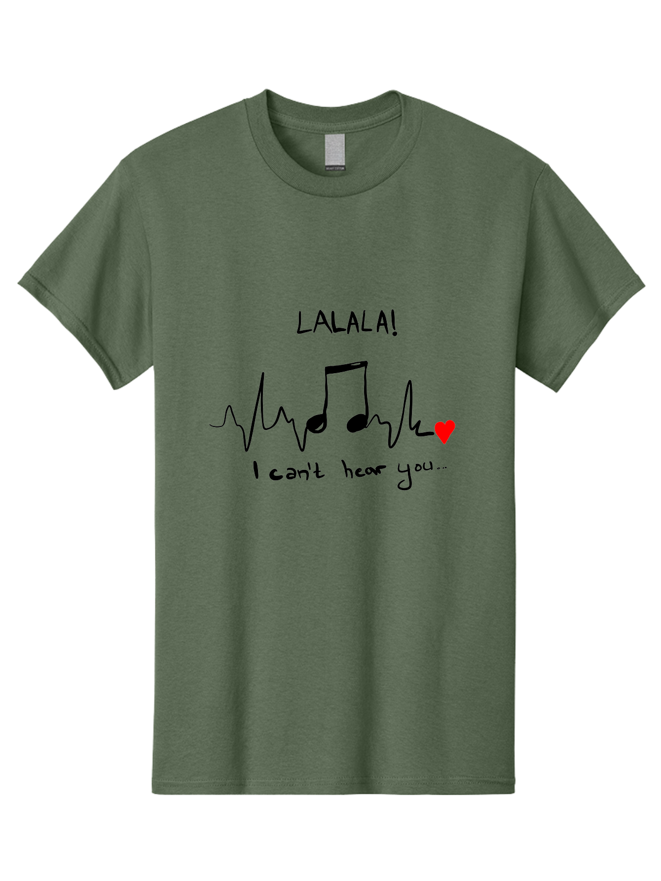 Lalala Men'S Graphic Tee, 100% Cotton, Comfortable Casual Summer Wear, Machine Washable, Musical Notes, Heartbeat Rhythm, Love Symbol, Melody, Harmony, Music Art, Quirky Design - Aaa085