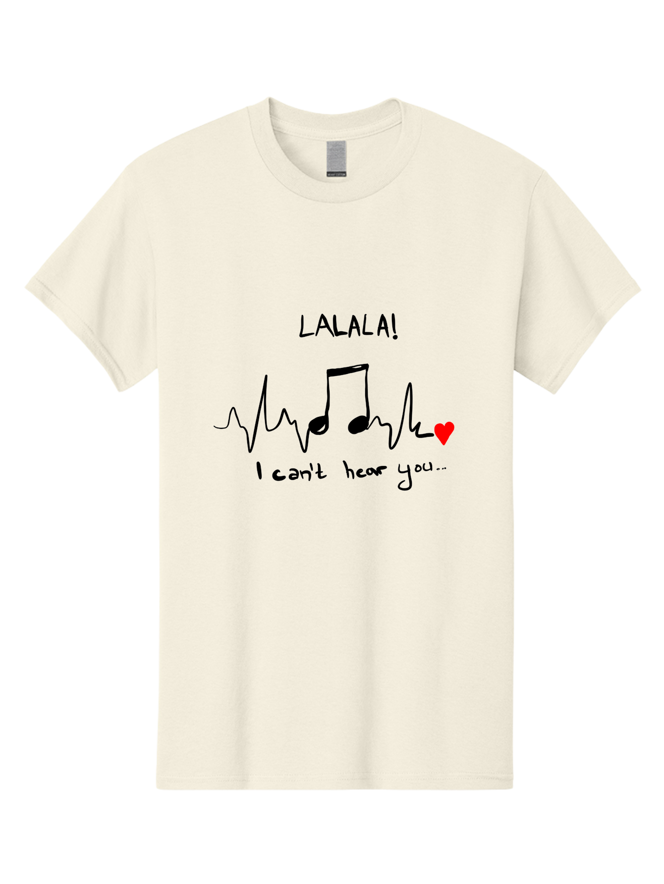 Lalala Men'S Graphic Tee, 100% Cotton, Comfortable Casual Summer Wear, Machine Washable, Musical Notes, Heartbeat Rhythm, Love Symbol, Melody, Harmony, Music Art, Quirky Design - Aaa085