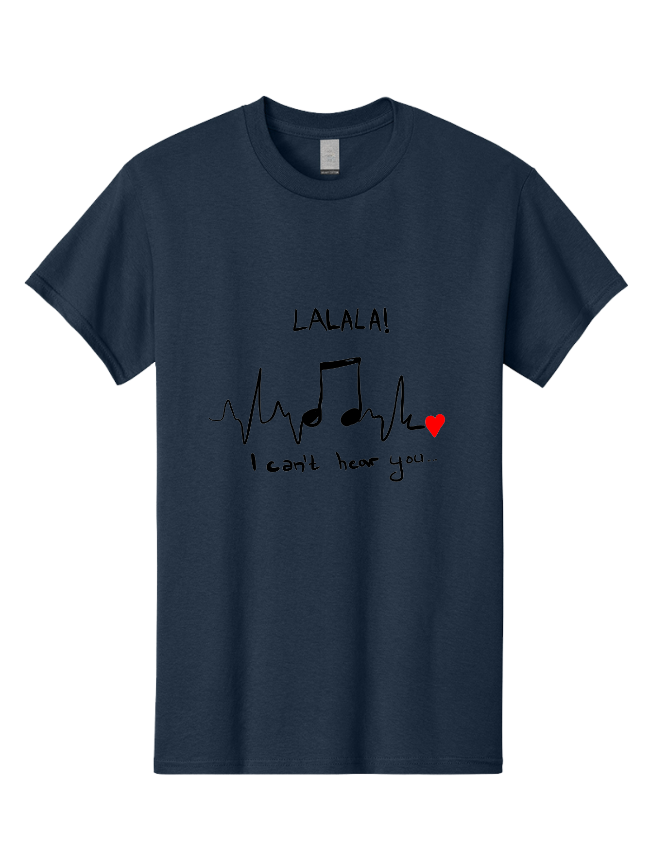 Lalala Men'S Graphic Tee, 100% Cotton, Comfortable Casual Summer Wear, Machine Washable, Musical Notes, Heartbeat Rhythm, Love Symbol, Melody, Harmony, Music Art, Quirky Design - Aaa085