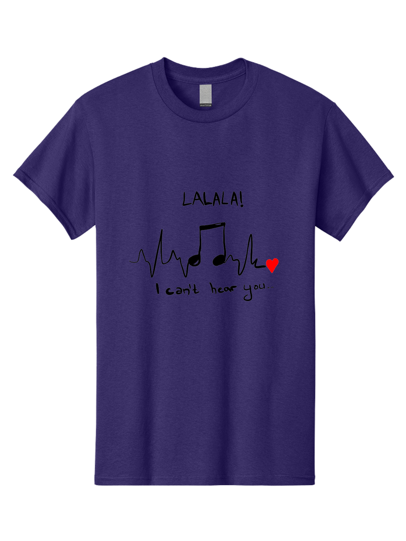 Lalala Men'S Graphic Tee, 100% Cotton, Comfortable Casual Summer Wear, Machine Washable, Musical Notes, Heartbeat Rhythm, Love Symbol, Melody, Harmony, Music Art, Quirky Design - Aaa085