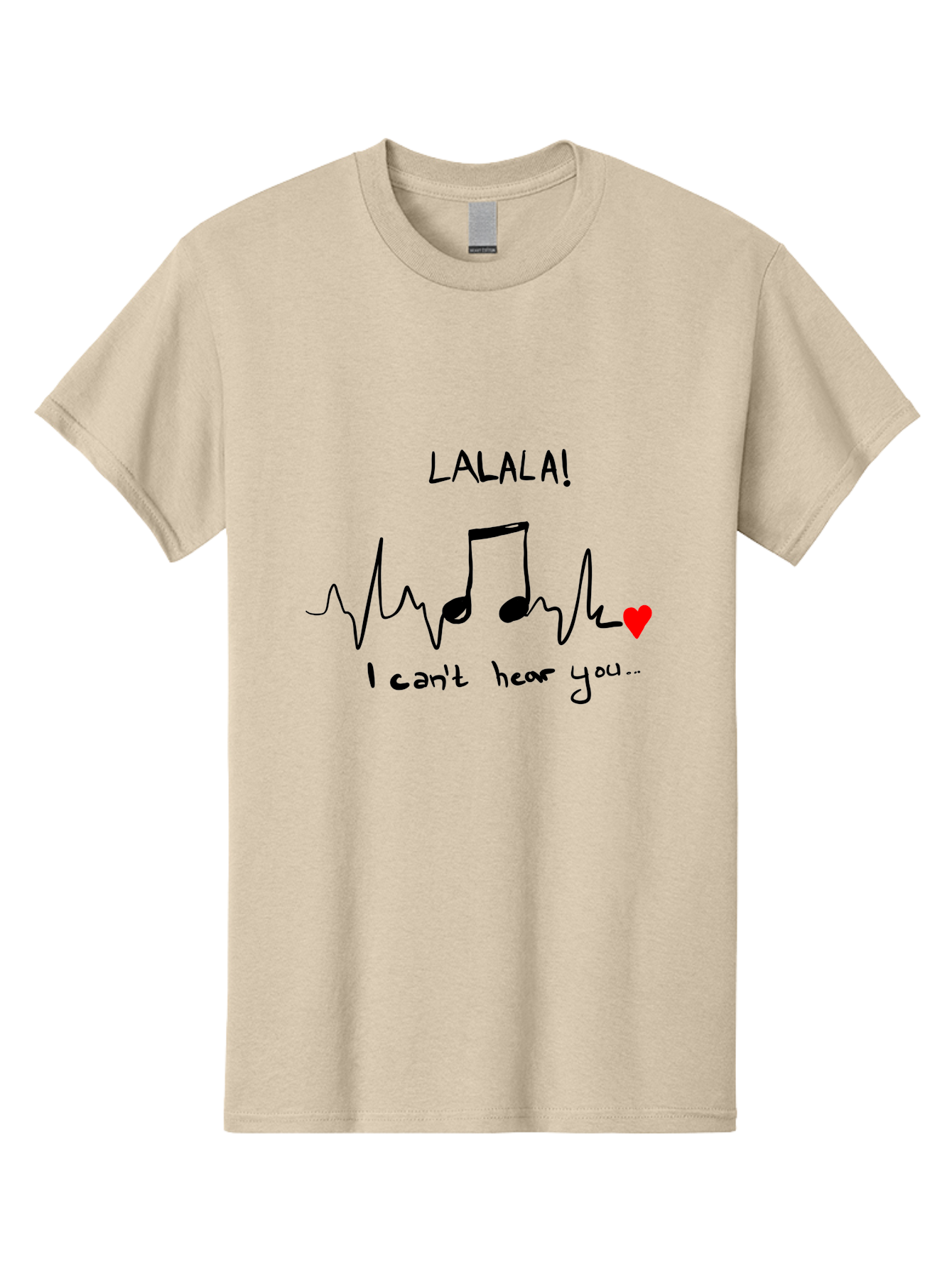 Lalala Men'S Graphic Tee, 100% Cotton, Comfortable Casual Summer Wear, Machine Washable, Musical Notes, Heartbeat Rhythm, Love Symbol, Melody, Harmony, Music Art, Quirky Design - Aaa085