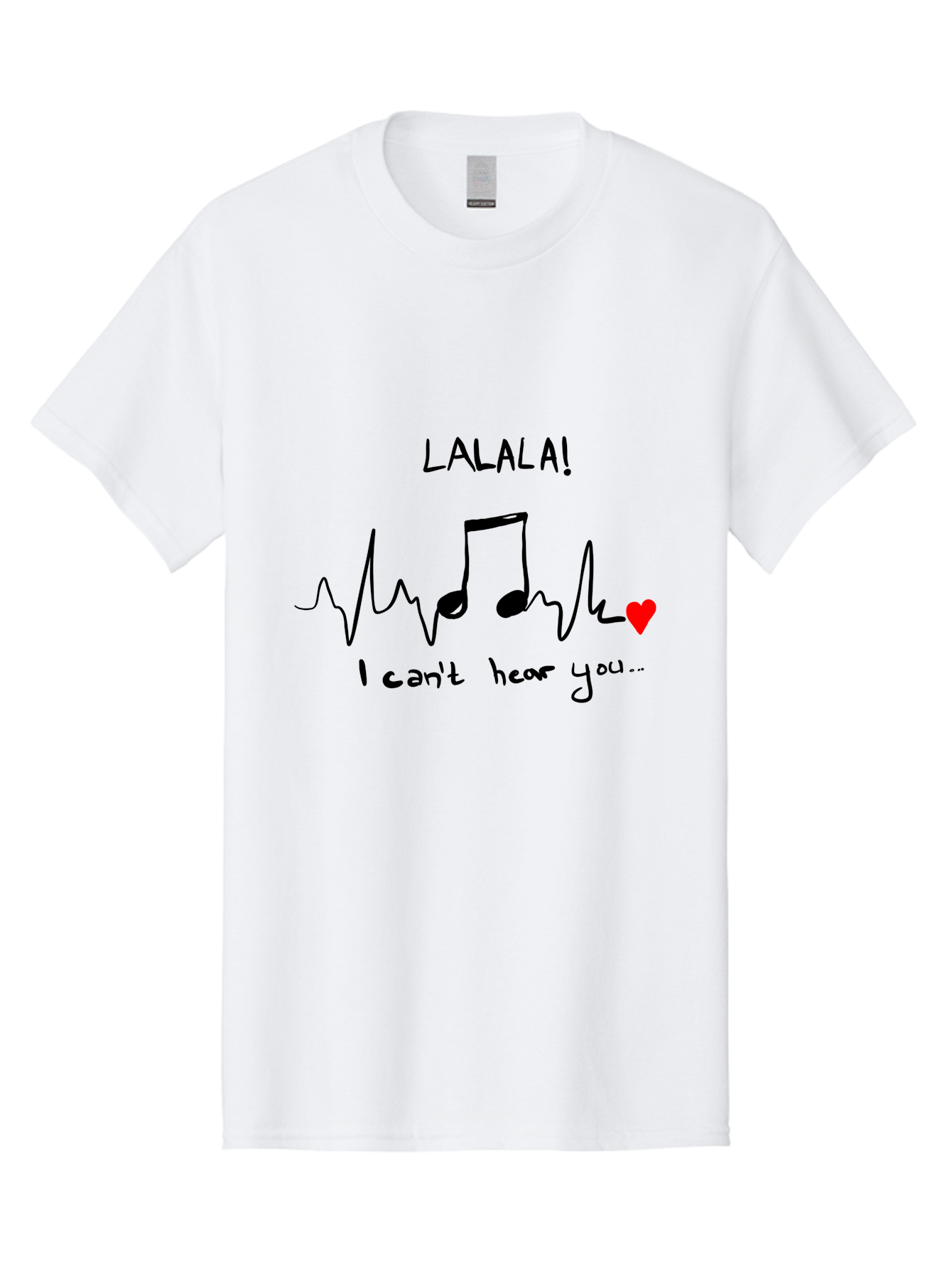 Lalala Men'S Graphic Tee, 100% Cotton, Comfortable Casual Summer Wear, Machine Washable, Musical Notes, Heartbeat Rhythm, Love Symbol, Melody, Harmony, Music Art, Quirky Design - Aaa085