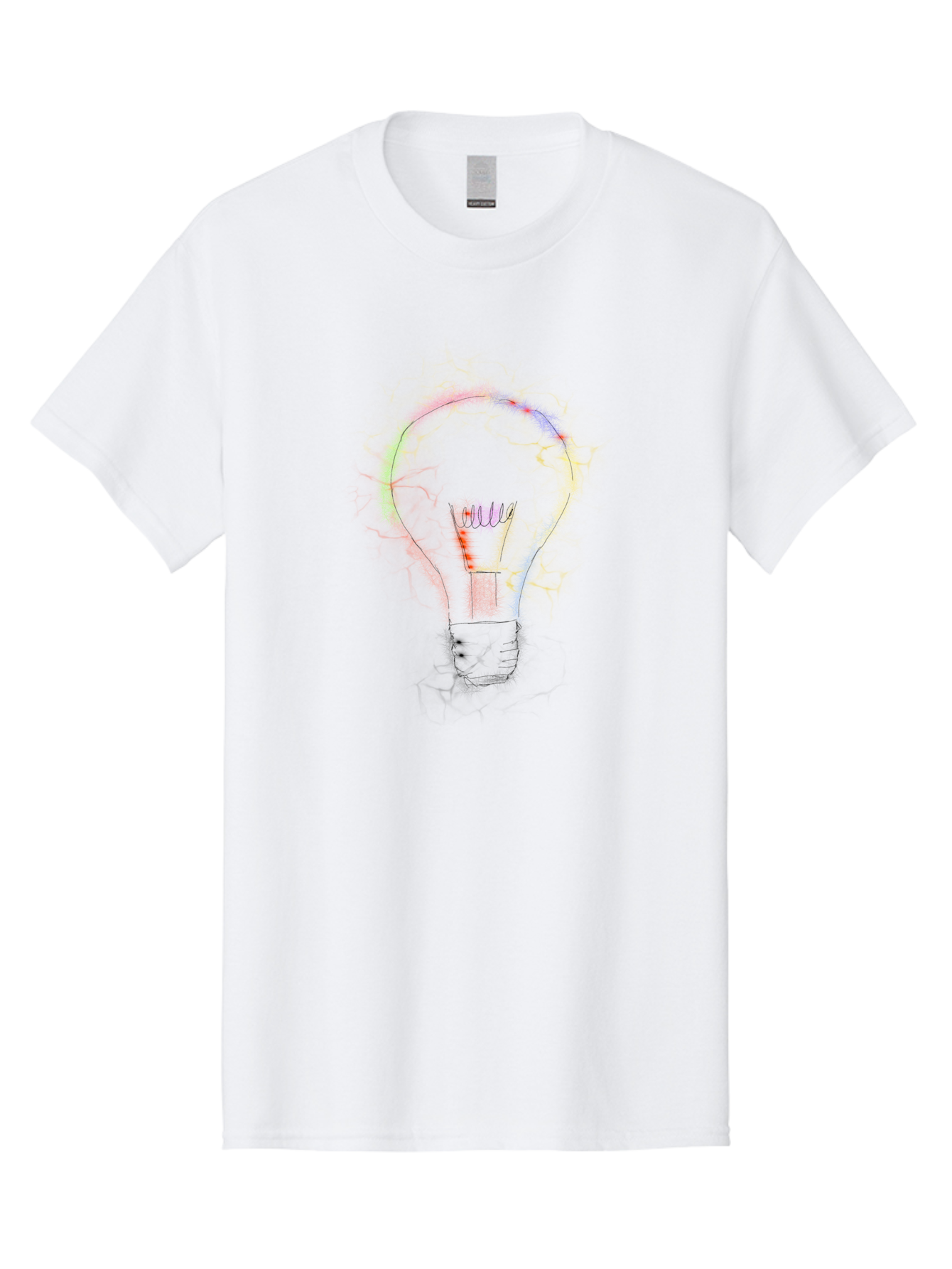 Light-Bulb-Sketch Men'S Graphic Tee, 100% Cotton, Comfortable Casual Summer Wear, Machine Washable, Light Bulb, Hand-Drawn Image, Creative Ideas, Innovative Concepts, Inspirational Symbol, Brainstorming, Problem-Solving - Aaa087