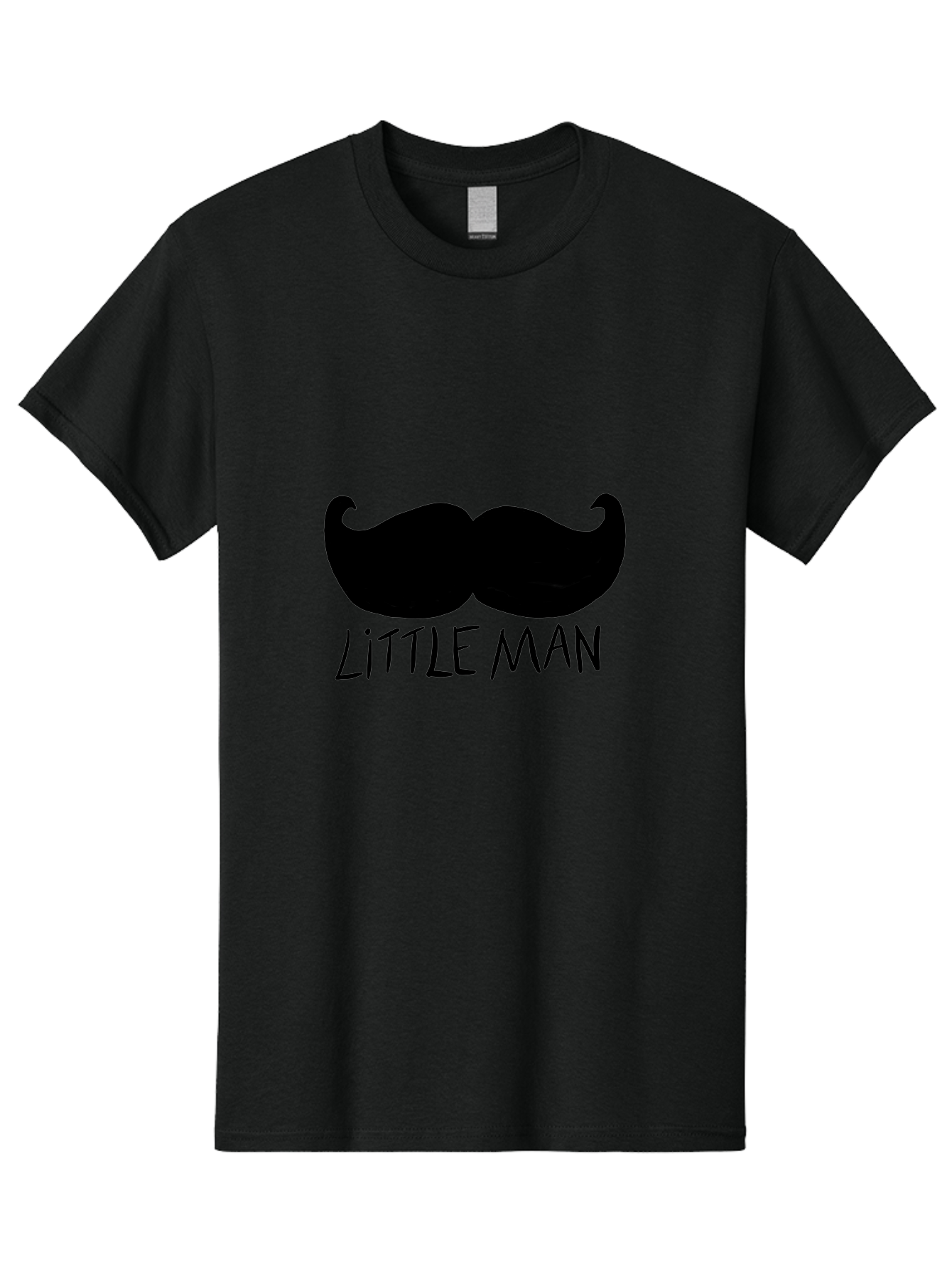 Little-Man Men'S Graphic Tee, 100% Cotton, Comfortable Casual Summer Wear, Machine Washable, Mustache Graphic, Little Man, Fashionable Mustache, Stylish Facial Hair, Masculine Logo, Bold Design, Minimalist Style - Aaa089