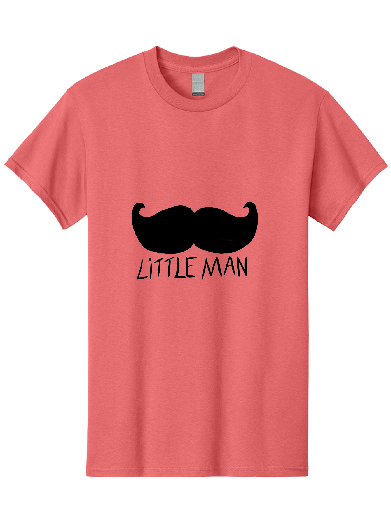 Little-Man Men'S Graphic Tee, 100% Cotton, Comfortable Casual Summer Wear, Machine Washable, Mustache Graphic, Little Man, Fashionable Mustache, Stylish Facial Hair, Masculine Logo, Bold Design, Minimalist Style - Aaa089