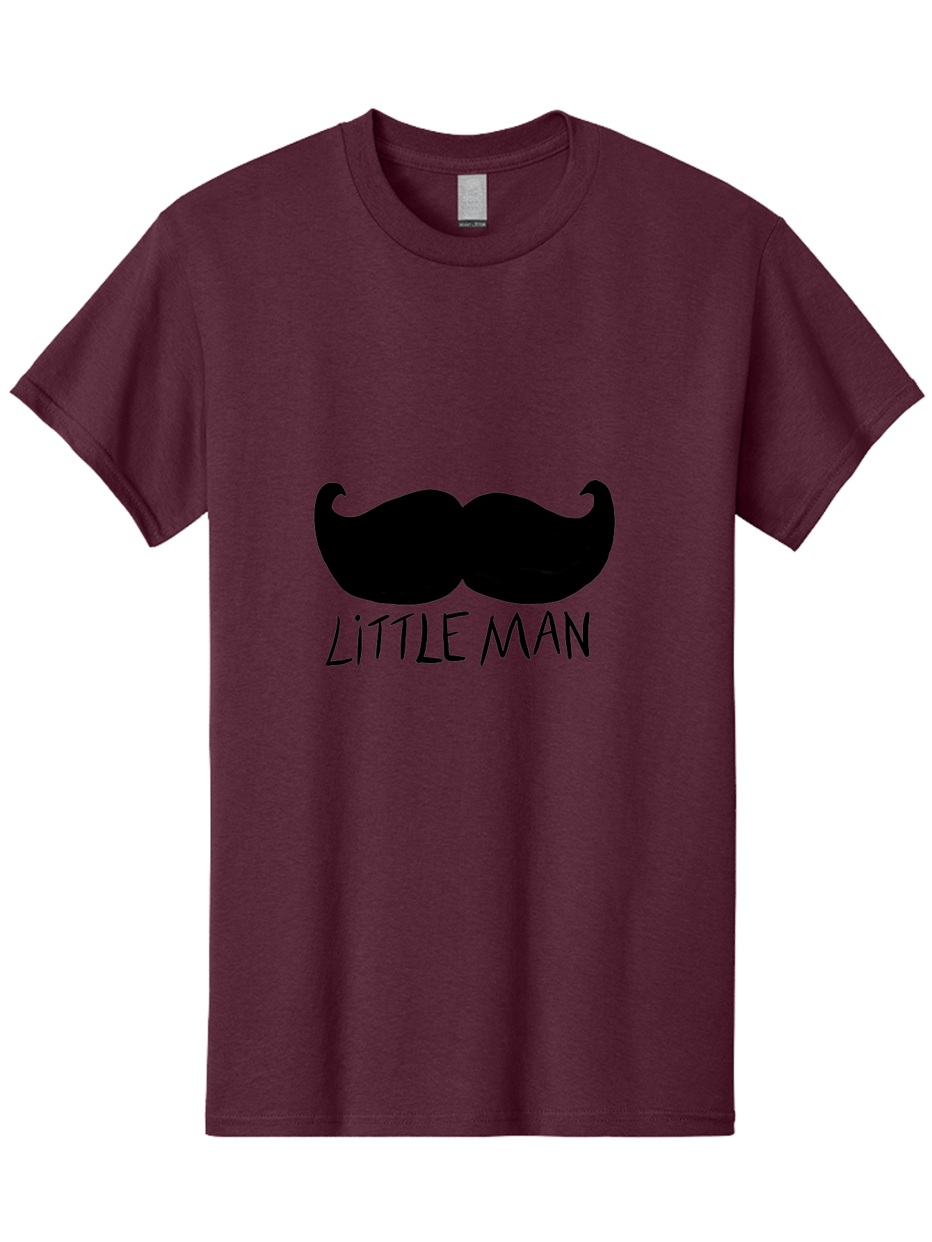 Little-Man Men'S Graphic Tee, 100% Cotton, Comfortable Casual Summer Wear, Machine Washable, Mustache Graphic, Little Man, Fashionable Mustache, Stylish Facial Hair, Masculine Logo, Bold Design, Minimalist Style - Aaa089