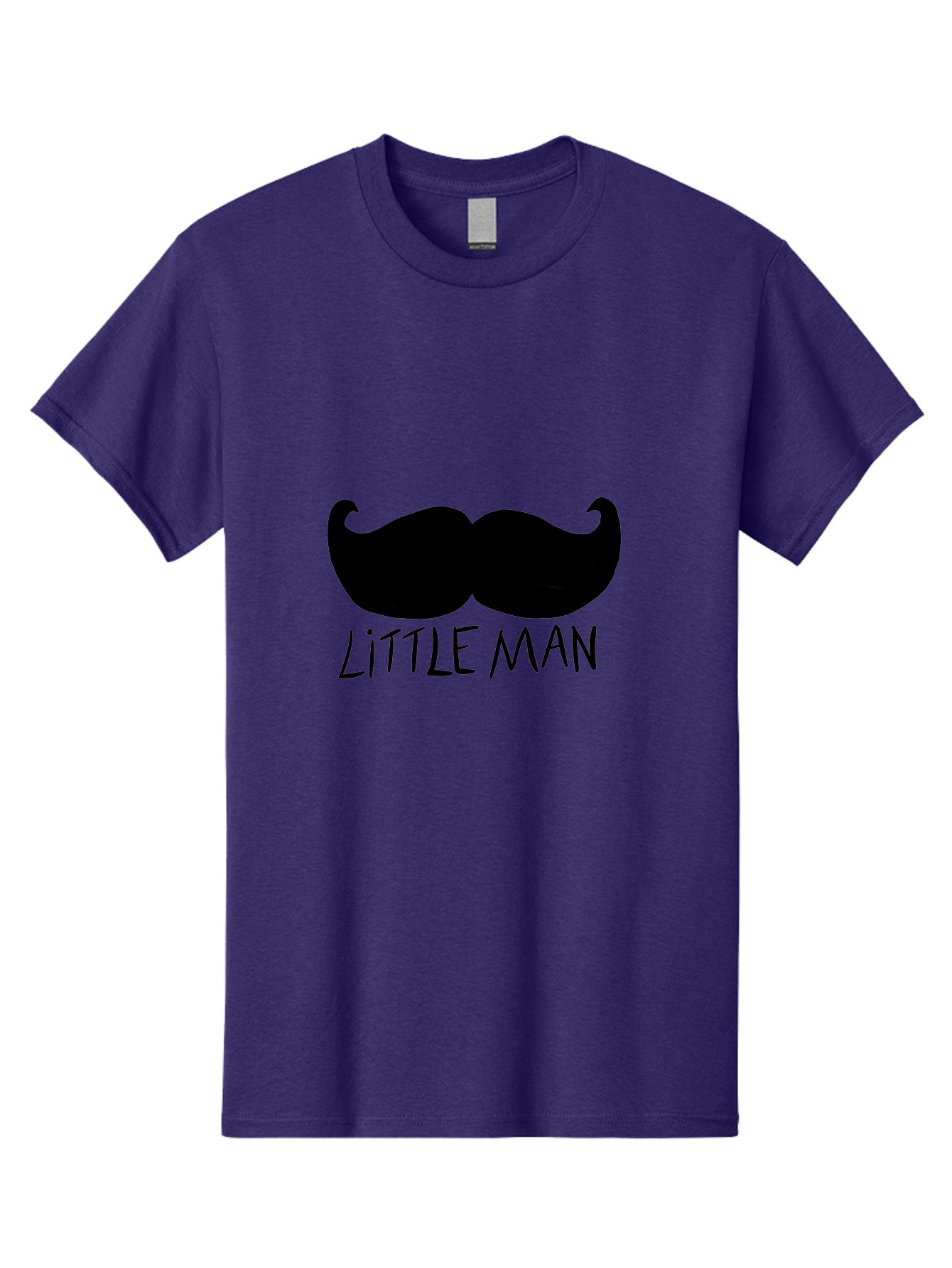 Little-Man Men'S Graphic Tee, 100% Cotton, Comfortable Casual Summer Wear, Machine Washable, Mustache Graphic, Little Man, Fashionable Mustache, Stylish Facial Hair, Masculine Logo, Bold Design, Minimalist Style - Aaa089