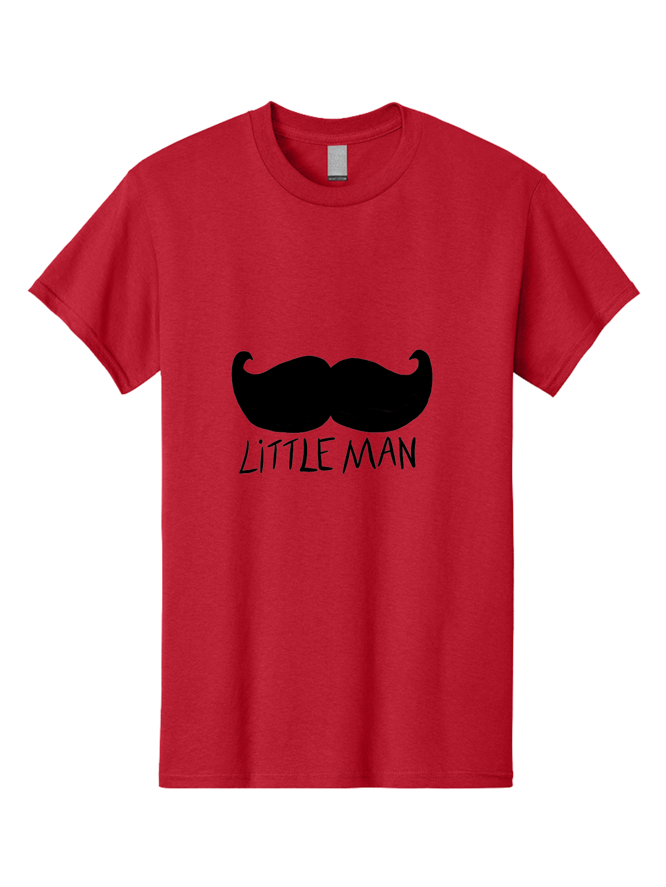 Little-Man Men'S Graphic Tee, 100% Cotton, Comfortable Casual Summer Wear, Machine Washable, Mustache Graphic, Little Man, Fashionable Mustache, Stylish Facial Hair, Masculine Logo, Bold Design, Minimalist Style - Aaa089
