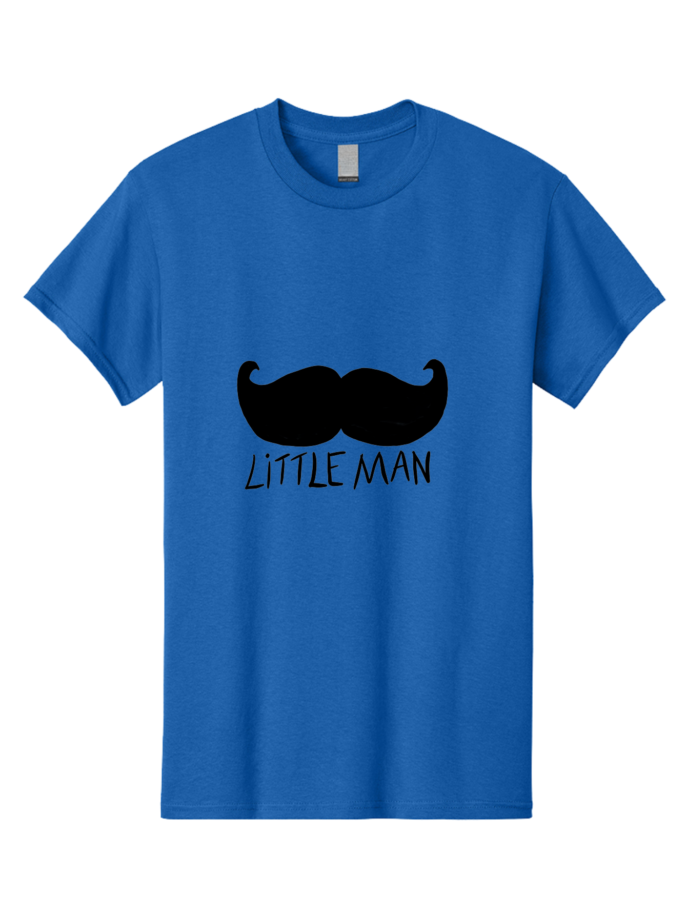 Little-Man Men'S Graphic Tee, 100% Cotton, Comfortable Casual Summer Wear, Machine Washable, Mustache Graphic, Little Man, Fashionable Mustache, Stylish Facial Hair, Masculine Logo, Bold Design, Minimalist Style - Aaa089