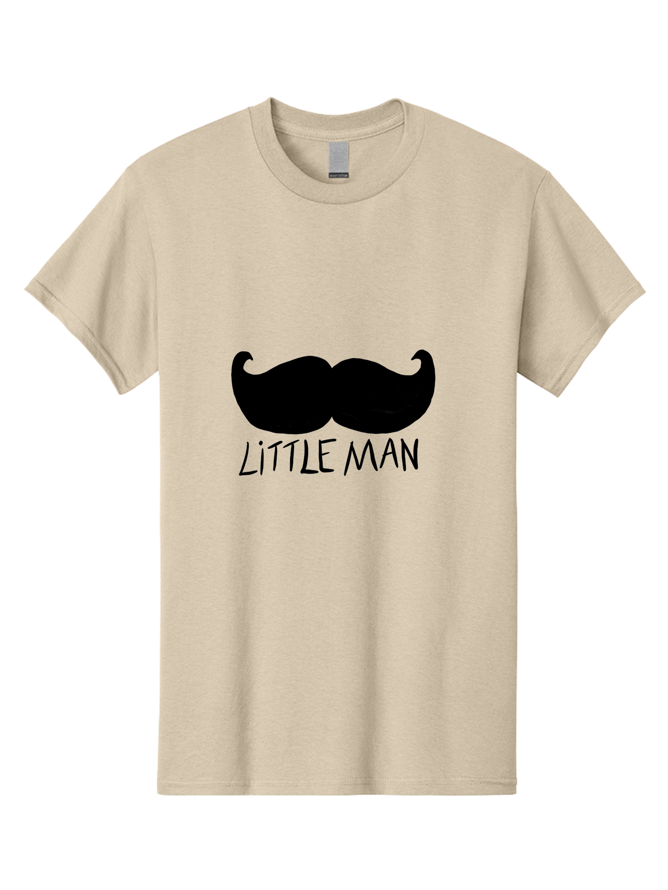 Little-Man Men'S Graphic Tee, 100% Cotton, Comfortable Casual Summer Wear, Machine Washable, Mustache Graphic, Little Man, Fashionable Mustache, Stylish Facial Hair, Masculine Logo, Bold Design, Minimalist Style - Aaa089
