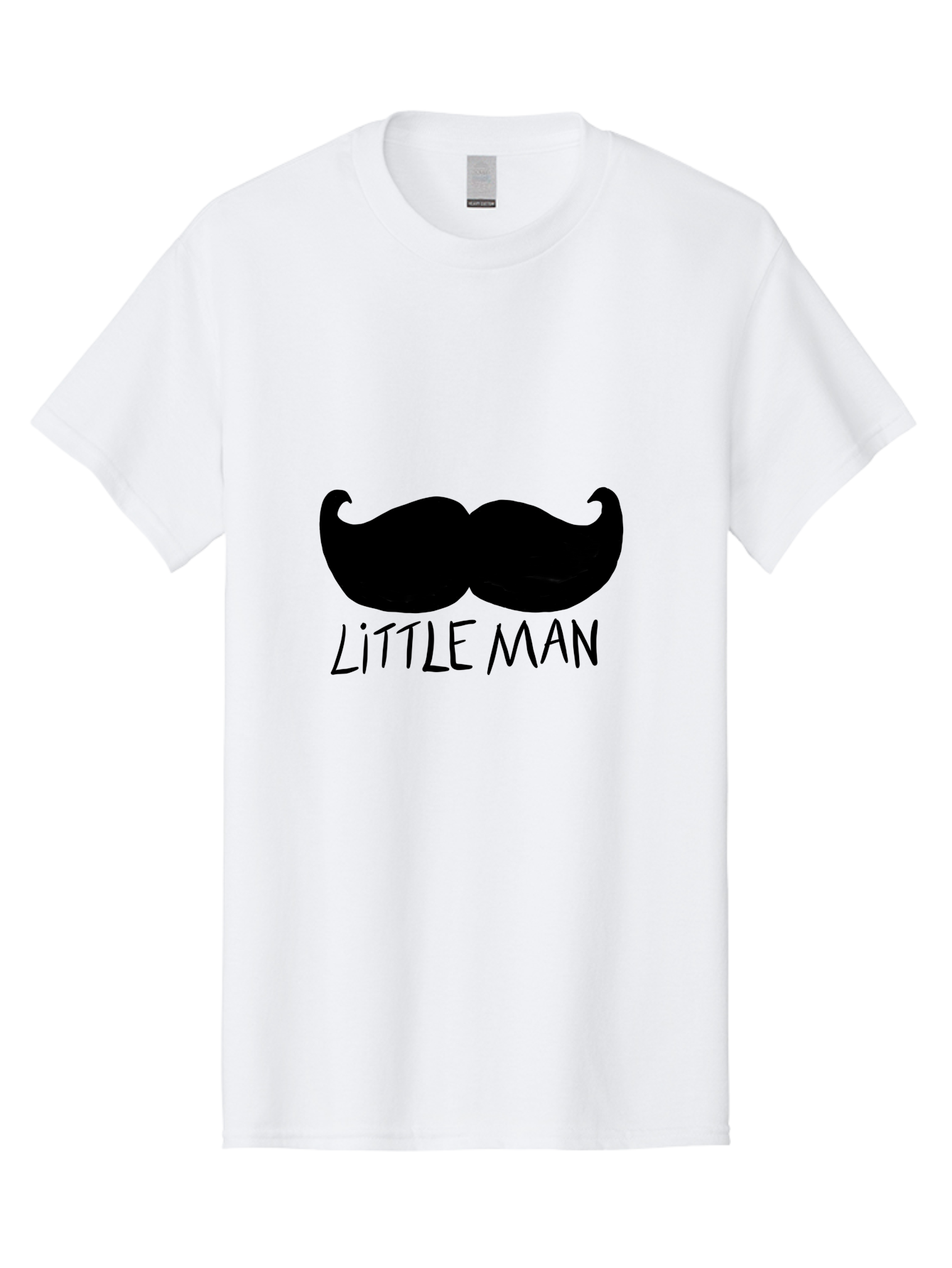 Little-Man Men'S Graphic Tee, 100% Cotton, Comfortable Casual Summer Wear, Machine Washable, Mustache Graphic, Little Man, Fashionable Mustache, Stylish Facial Hair, Masculine Logo, Bold Design, Minimalist Style - Aaa089