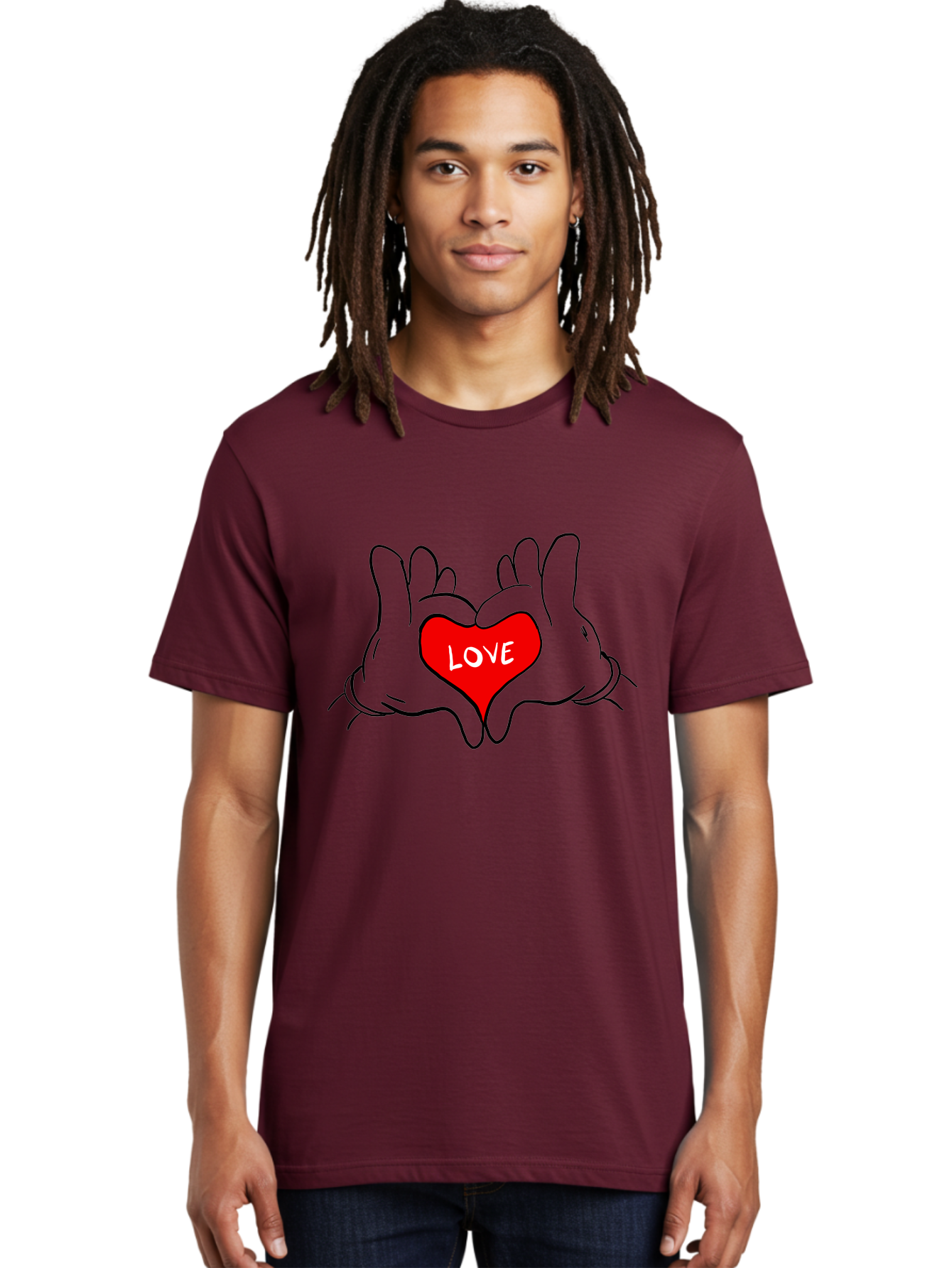 Love-Heart-Hands Men'S Graphic Tee, 100% Cotton, Comfortable Casual Summer Wear, Machine Washable, Hand Holding Heart, Symbol Of Love, Heart Shape, Love Message, Red Heart, Hands Together, Love Gesture, Heartwarming Symbol - Aaa091