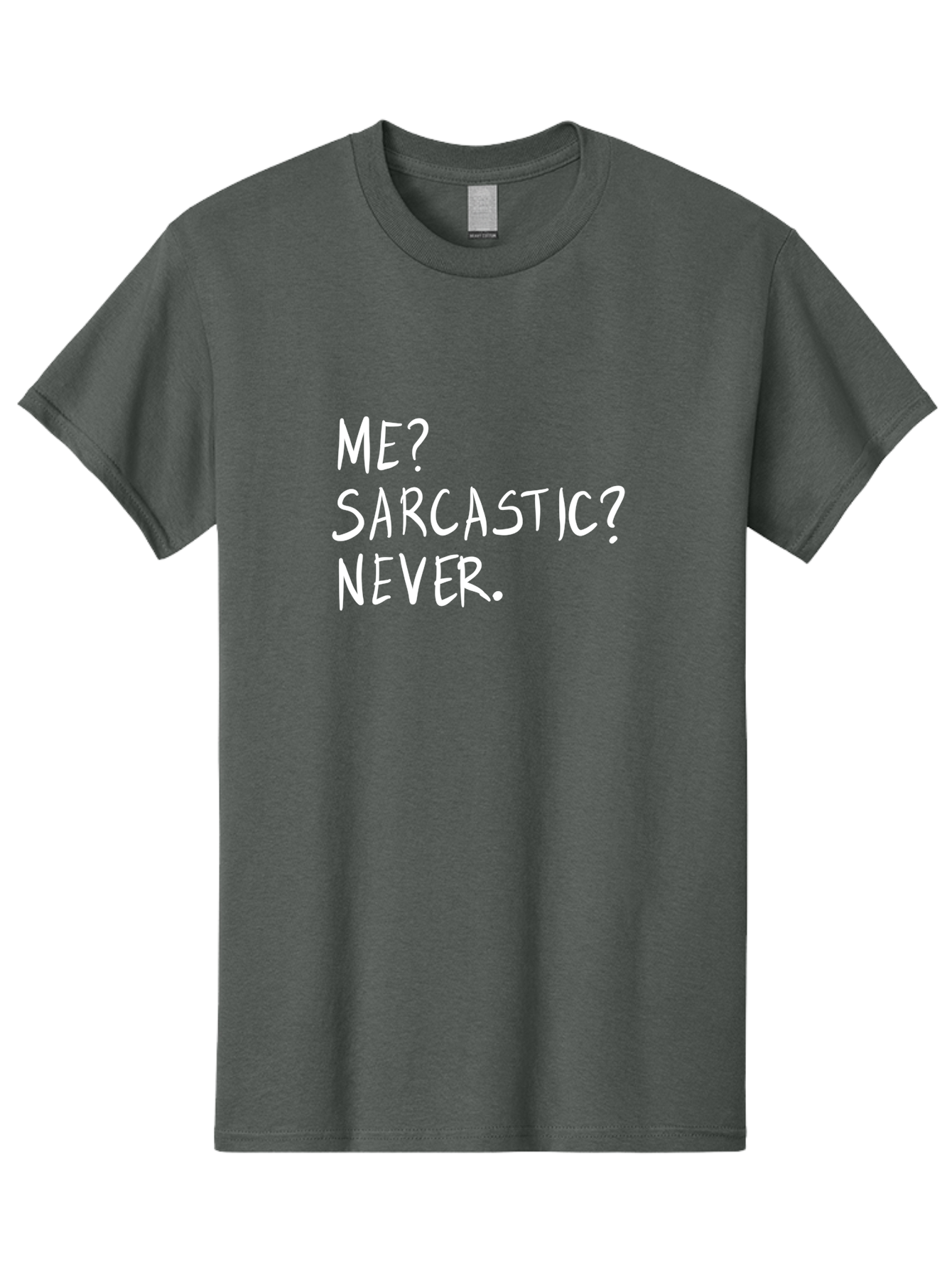 Me-Sarcastic-Never Men'S Graphic Tee, 100% Cotton, Comfortable Casual Summer Wear, Machine Washable, Sarcastic Humor, Funny Quote, Witty Saying, Ironic Phrase, Humorous Meme, Playful Banter, Tongue-In-Cheek Remark - Aaa094