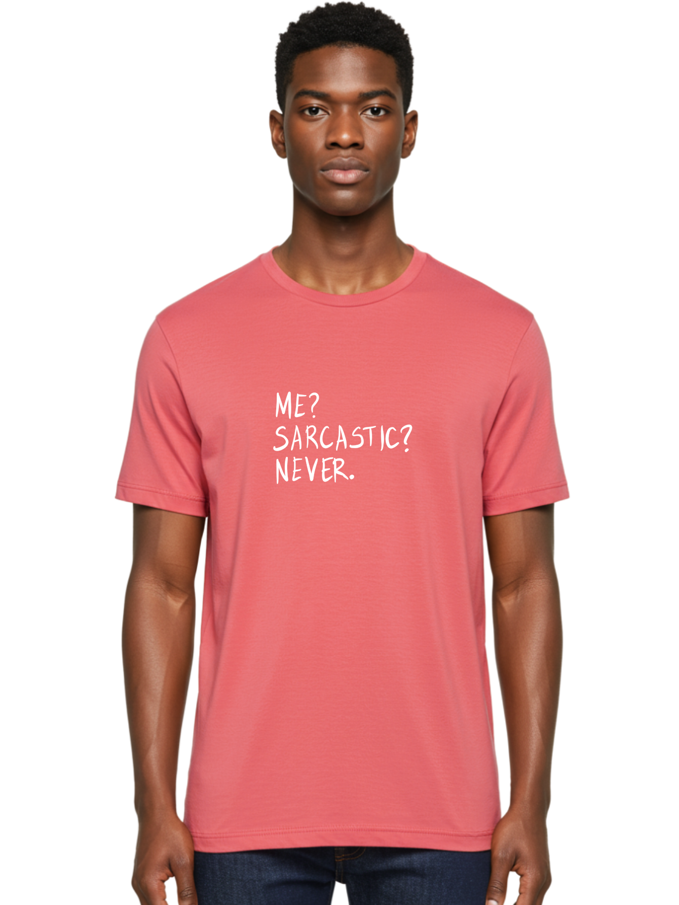 Me-Sarcastic-Never Men'S Graphic Tee, 100% Cotton, Comfortable Casual Summer Wear, Machine Washable, Sarcastic Humor, Funny Quote, Witty Saying, Ironic Phrase, Humorous Meme, Playful Banter, Tongue-In-Cheek Remark - Aaa094