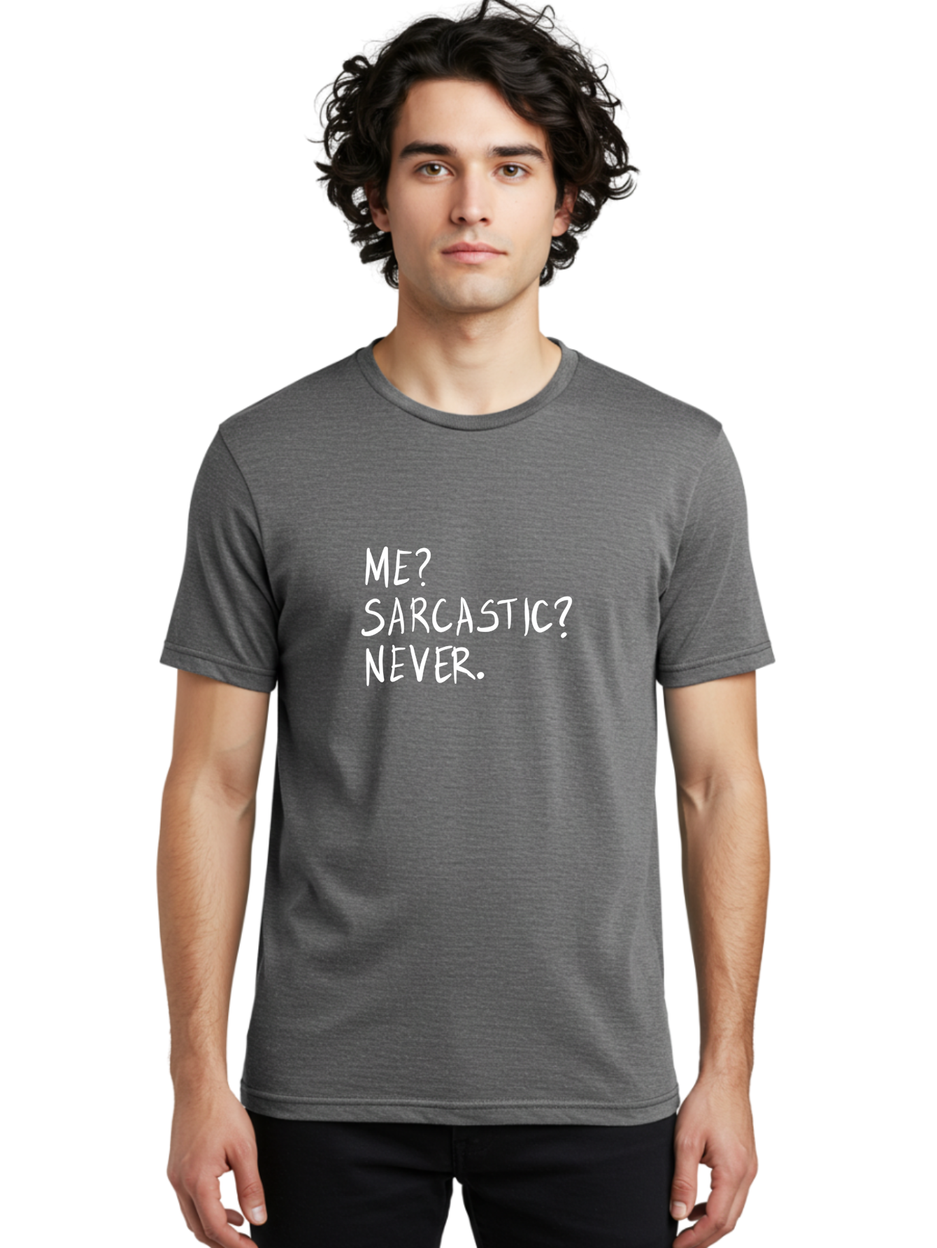Me-Sarcastic-Never Men'S Graphic Tee, 100% Cotton, Comfortable Casual Summer Wear, Machine Washable, Sarcastic Humor, Funny Quote, Witty Saying, Ironic Phrase, Humorous Meme, Playful Banter, Tongue-In-Cheek Remark - Aaa094