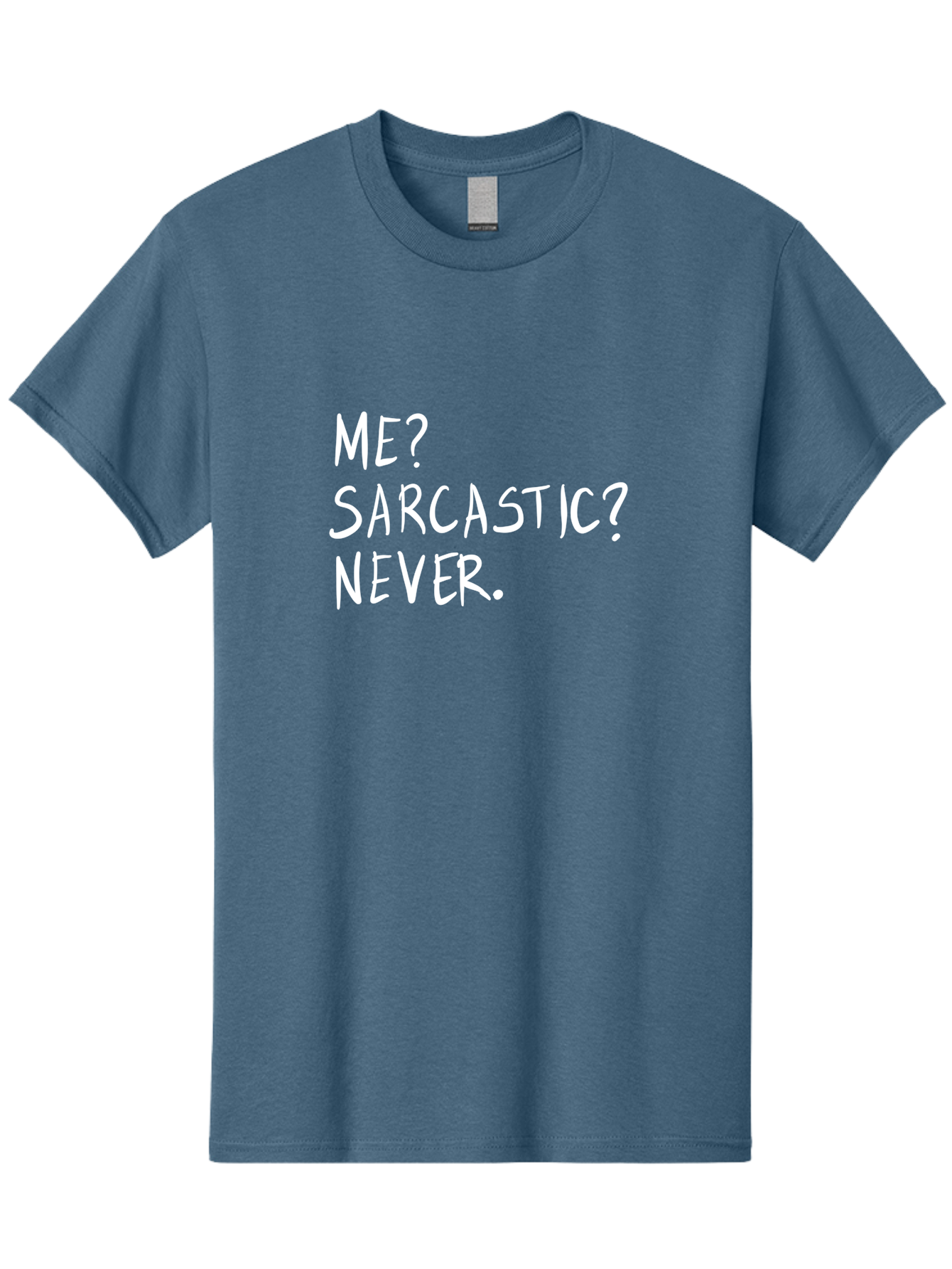 Me-Sarcastic-Never Men'S Graphic Tee, 100% Cotton, Comfortable Casual Summer Wear, Machine Washable, Sarcastic Humor, Funny Quote, Witty Saying, Ironic Phrase, Humorous Meme, Playful Banter, Tongue-In-Cheek Remark - Aaa094