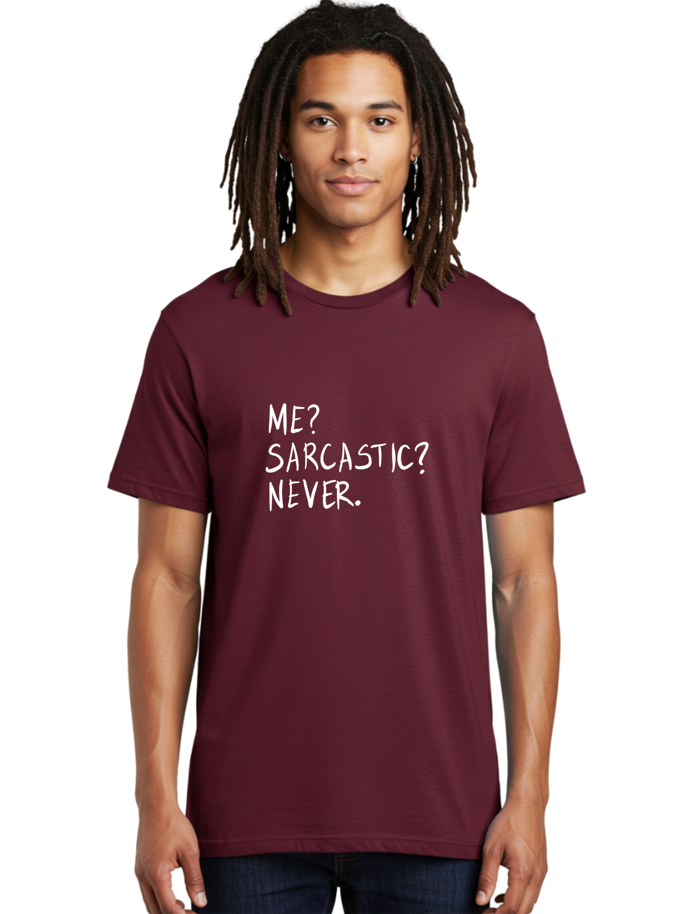 Me-Sarcastic-Never Men'S Graphic Tee, 100% Cotton, Comfortable Casual Summer Wear, Machine Washable, Sarcastic Humor, Funny Quote, Witty Saying, Ironic Phrase, Humorous Meme, Playful Banter, Tongue-In-Cheek Remark - Aaa094