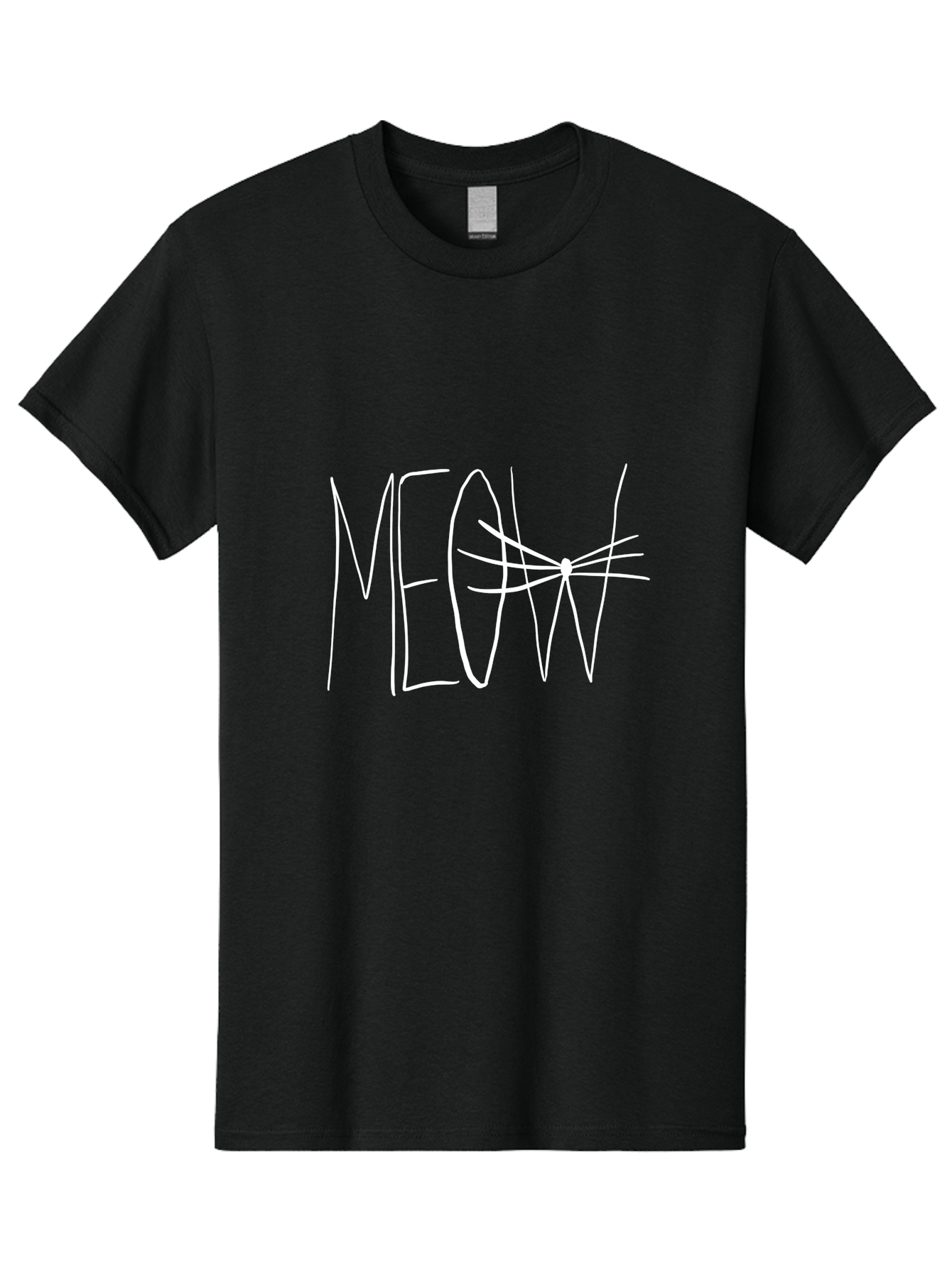 Meow Men'S Graphic Tee, 100% Cotton, Comfortable Casual Summer Wear, Machine Washable, Handwritten Cat Sound, Whimsical Font, Feline Theme, Meow Text, Playful Design, Cat Lovers, Cute Typography, White On Green - Aaa095