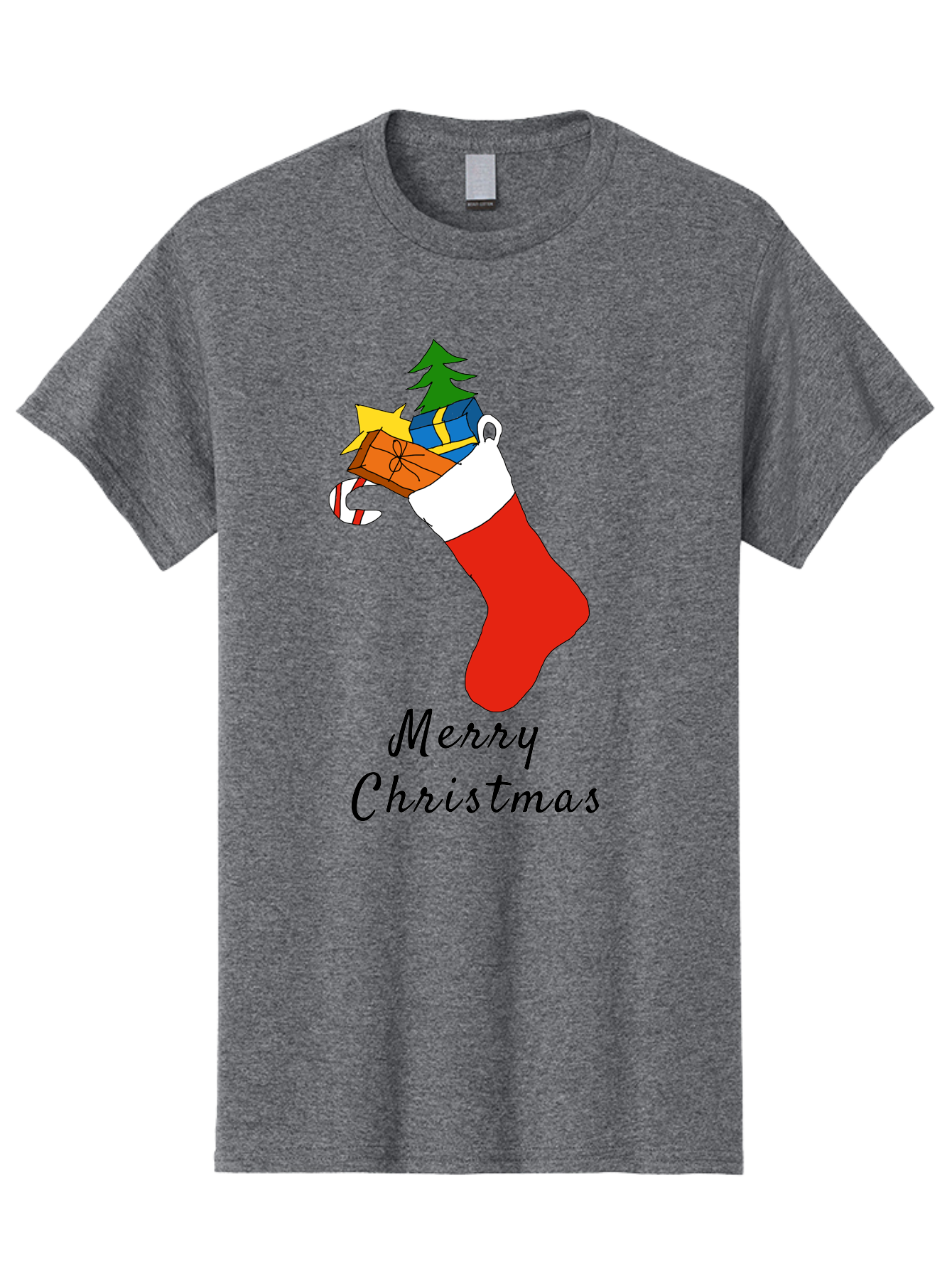 Merry-Christmas-1 Men'S Graphic Tee, 100% Cotton, Comfortable Casual Summer Wear, Machine Washable, Christmas Stocking, Holiday Gifts, Festive Decorations, Christmas Tree, Wrapped Presents, Candy Cane, Merry Christmas Greeting, - Aaa096